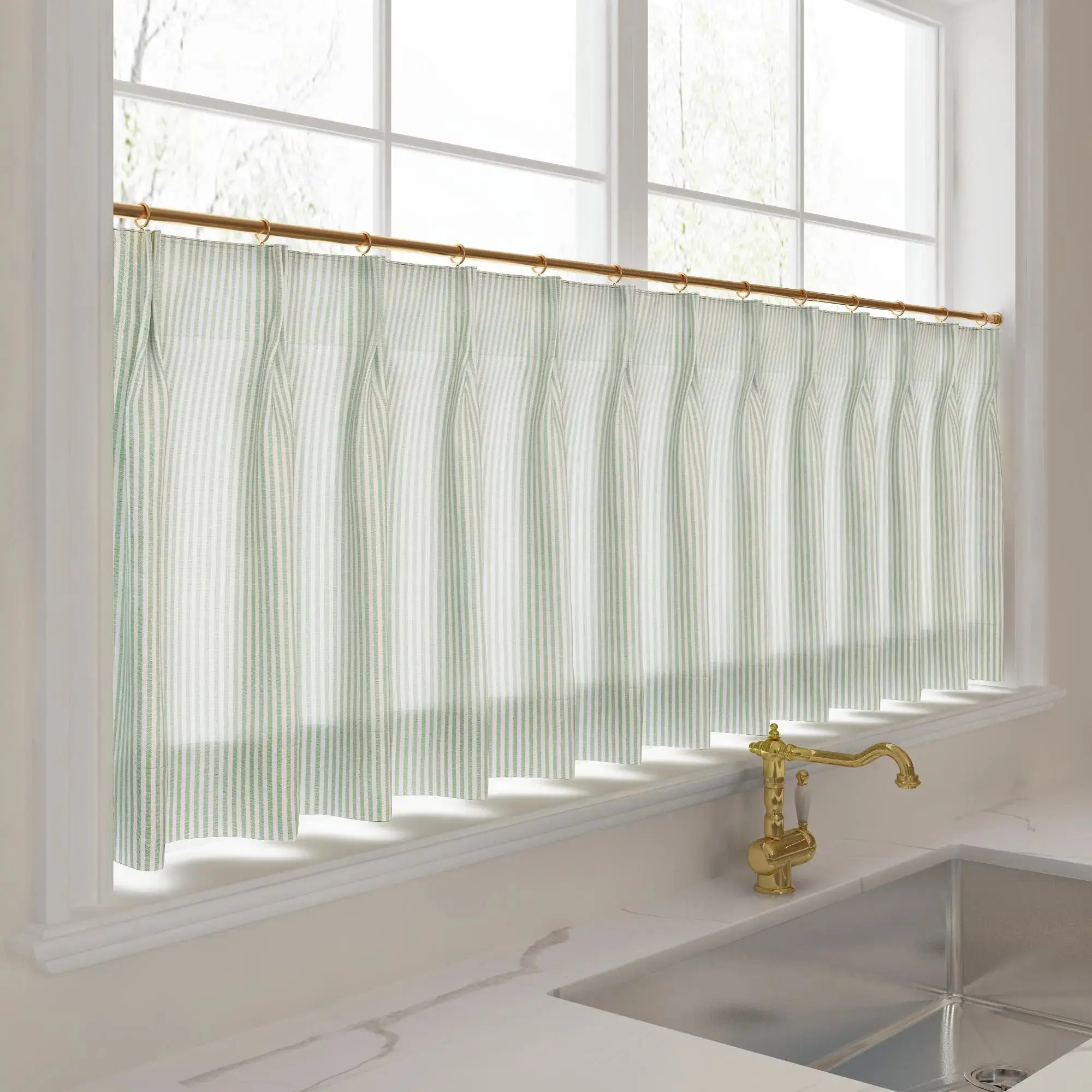 Celia Striped Plaid Cafe Curtain - Image 32