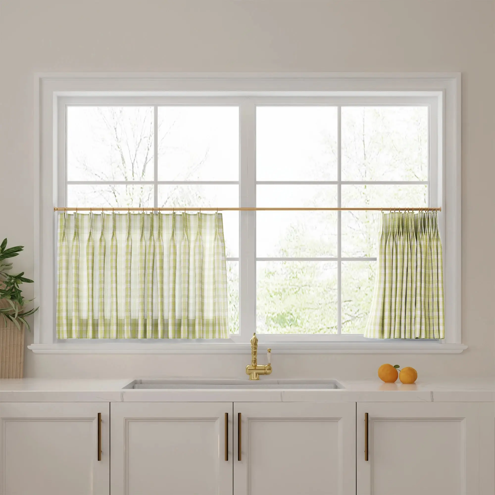 Celia Striped Plaid Cafe Curtain - Image 33