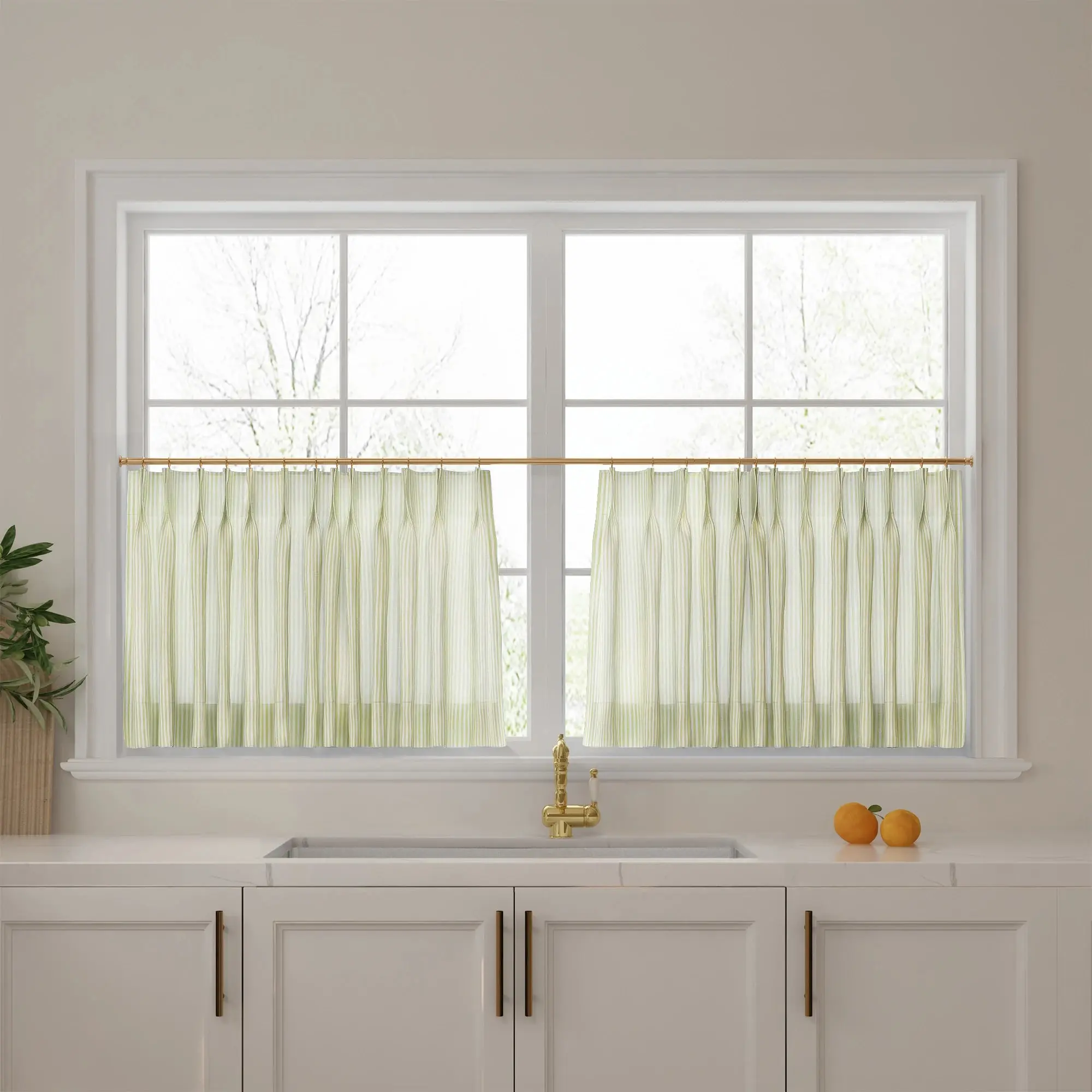 Celia Striped Plaid Cafe Curtain - Image 35