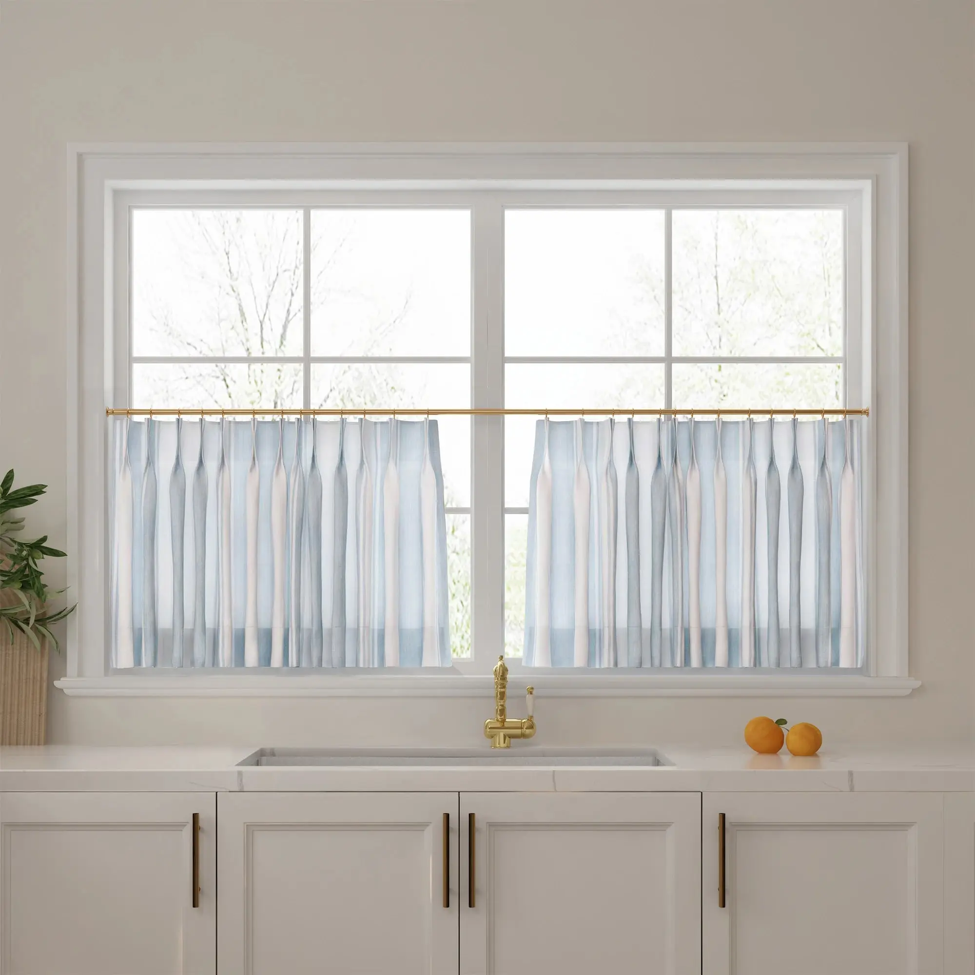 Celia Striped Plaid Cafe Curtain - Image 36