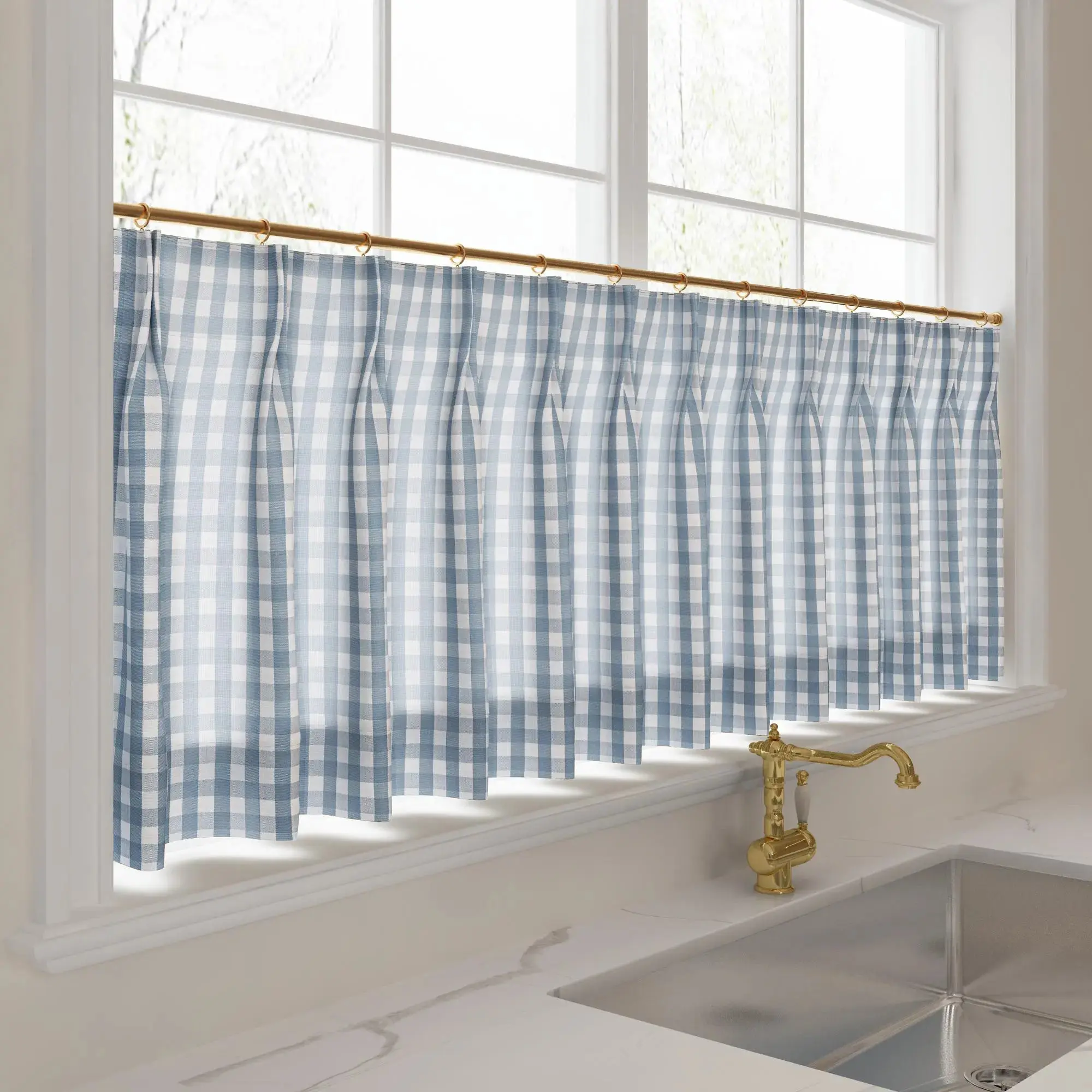 Celia Striped Plaid Cafe Curtain - Image 37
