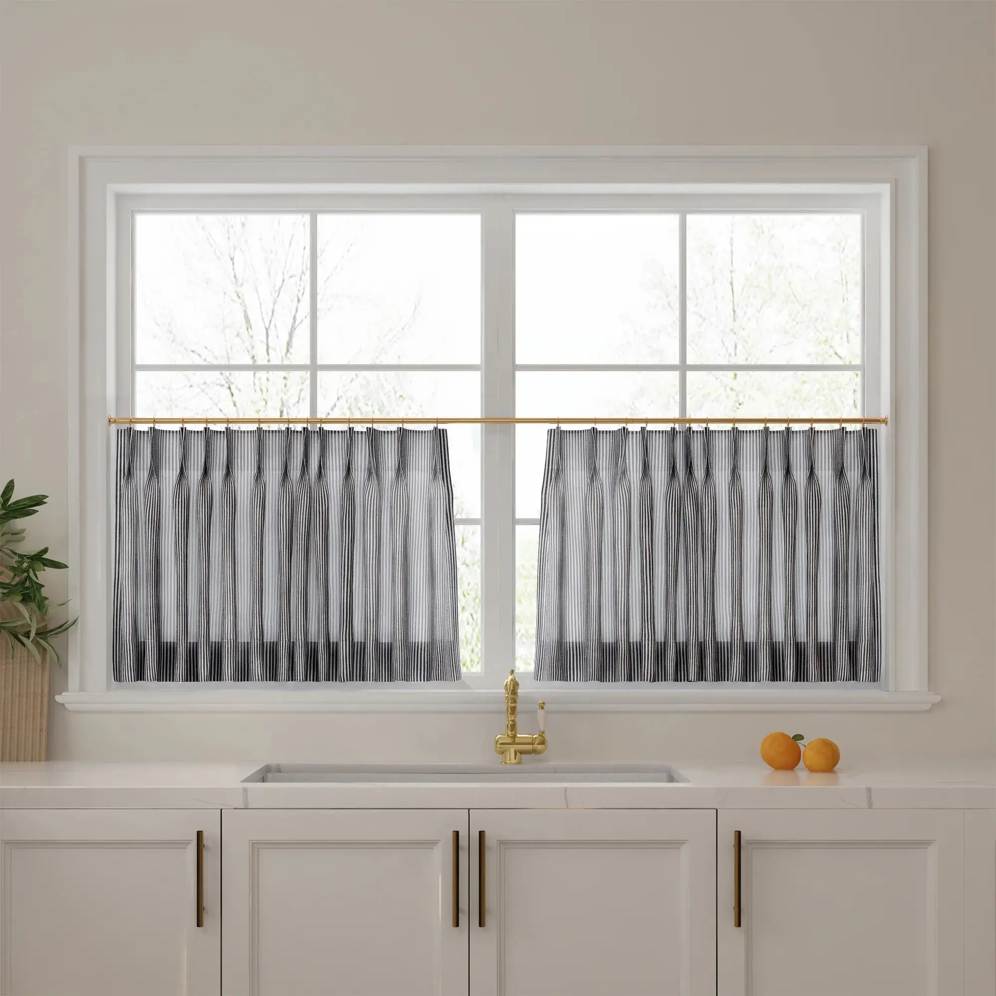 Celia Striped Plaid Cafe Curtain - Image 39