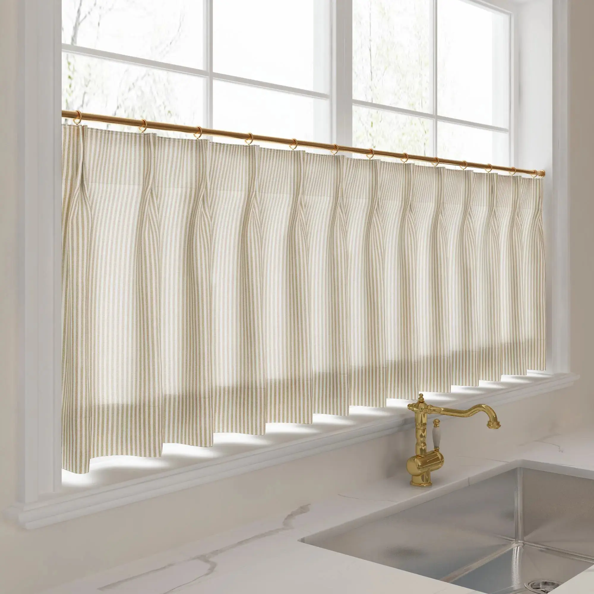 Celia Striped Plaid Cafe Curtain - Image 40
