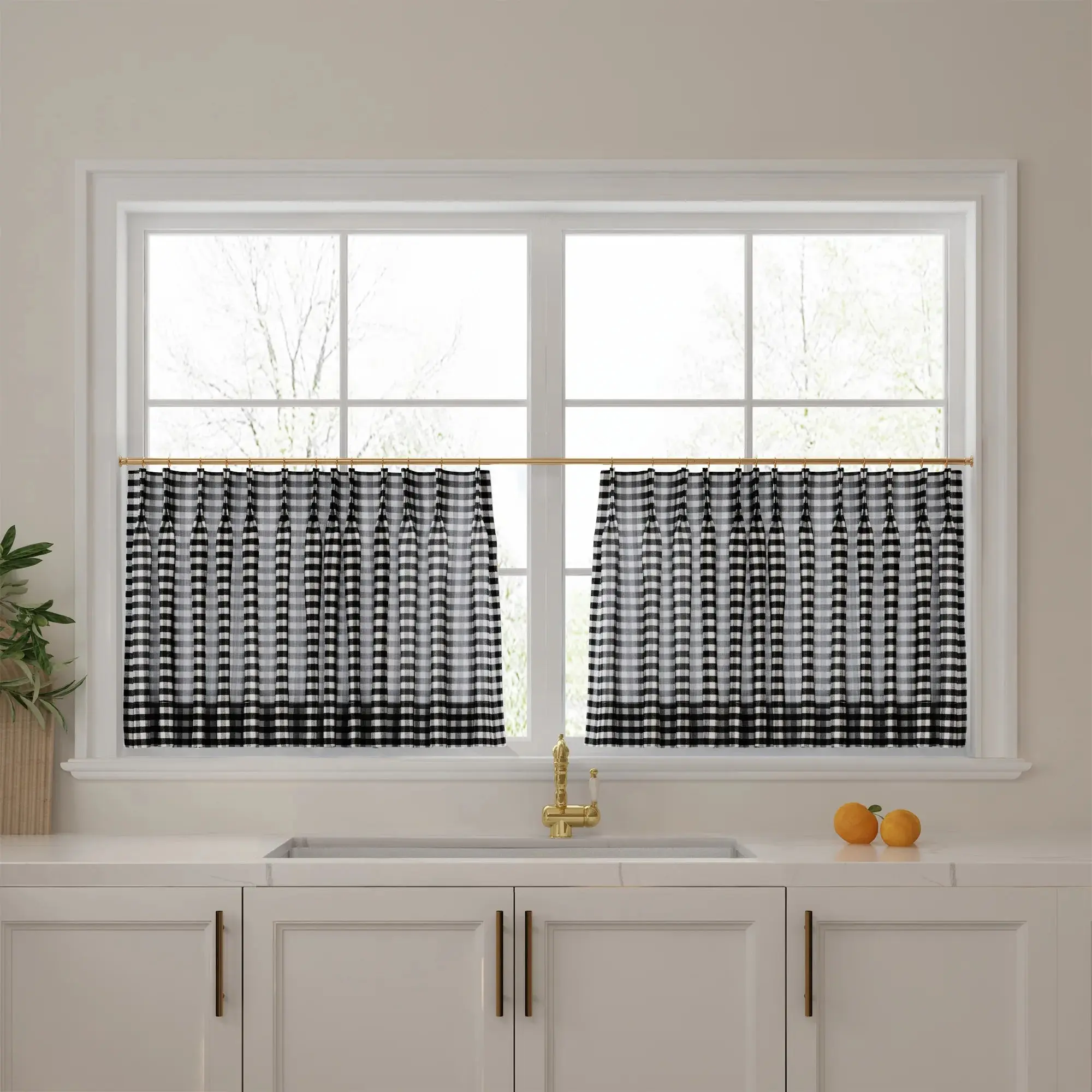 Celia Striped Plaid Cafe Curtain - Image 42
