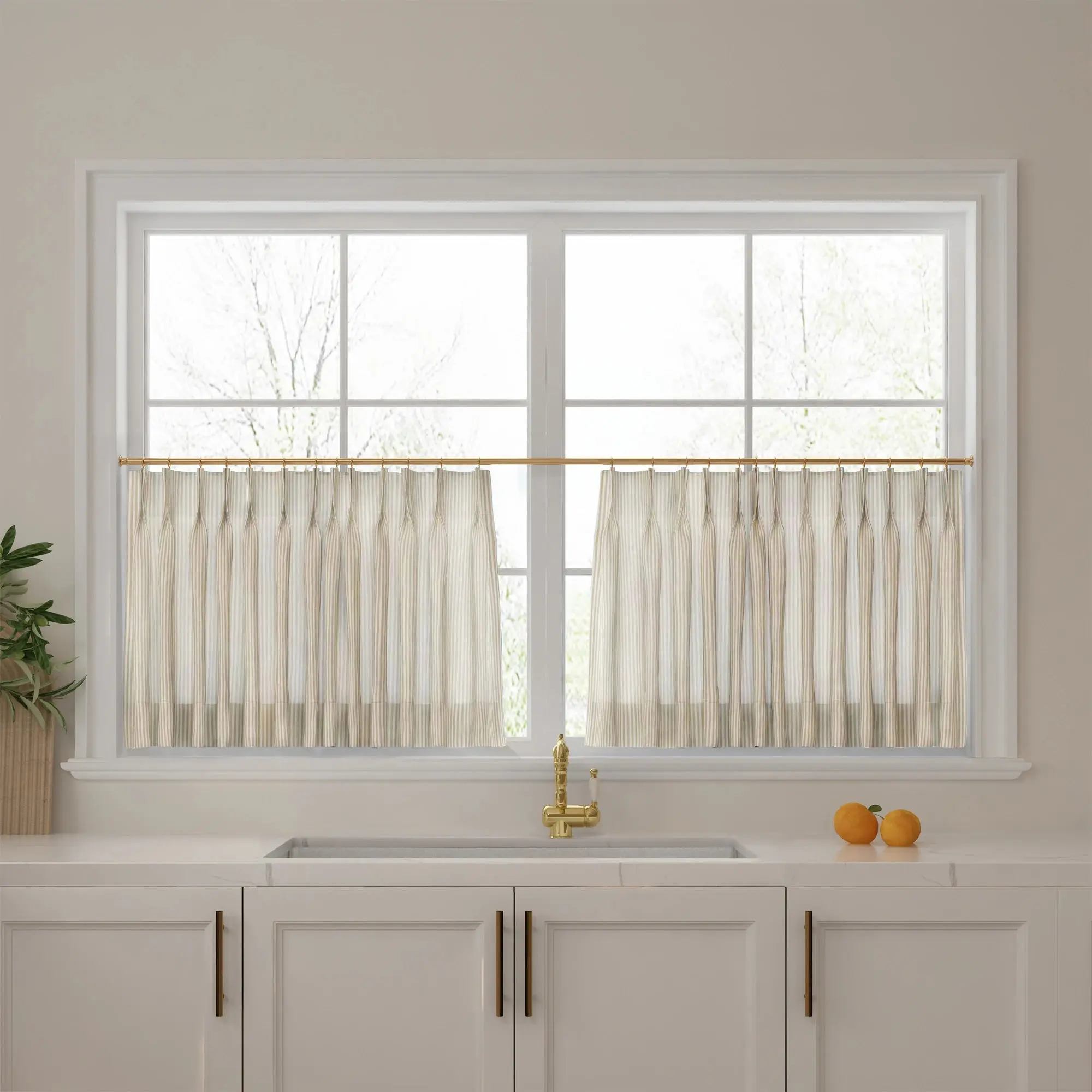Celia Striped Plaid Cafe Curtain - Image 43