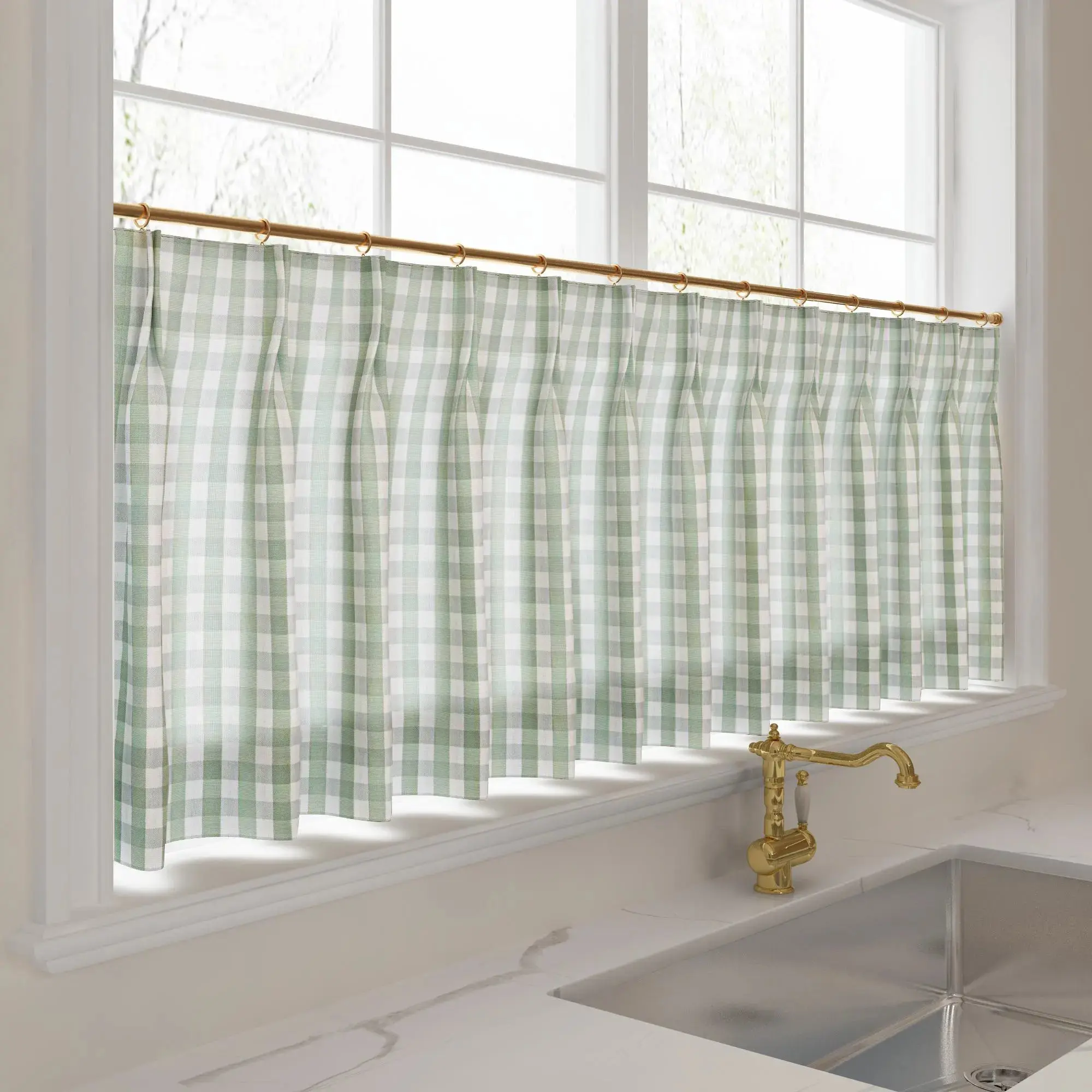 Celia Striped Plaid Cafe Curtain - Image 44