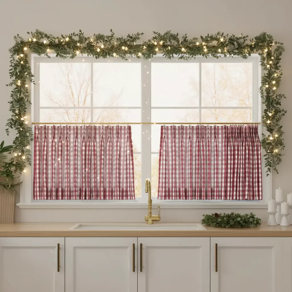 Celia Striped Plaid Cafe Curtain - Image 45