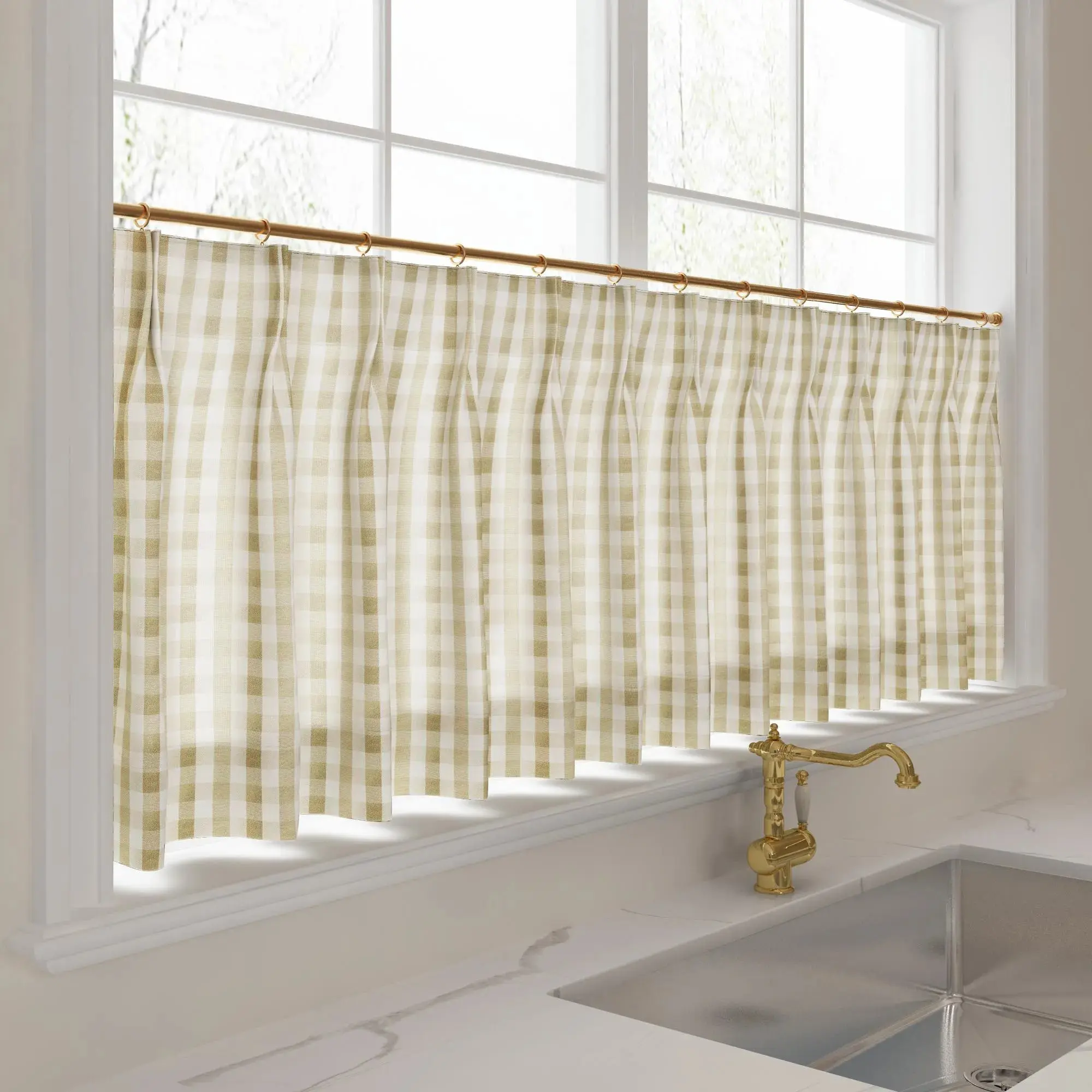 Celia Striped Plaid Cafe Curtain - Image 47