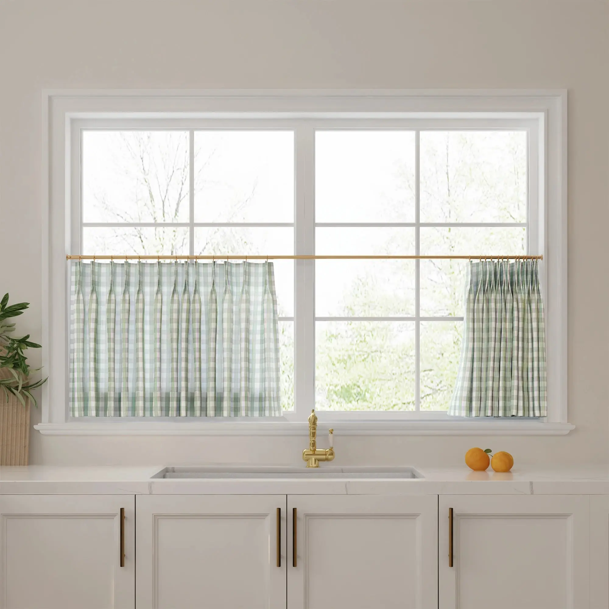 Celia Striped Plaid Cafe Curtain - Image 49