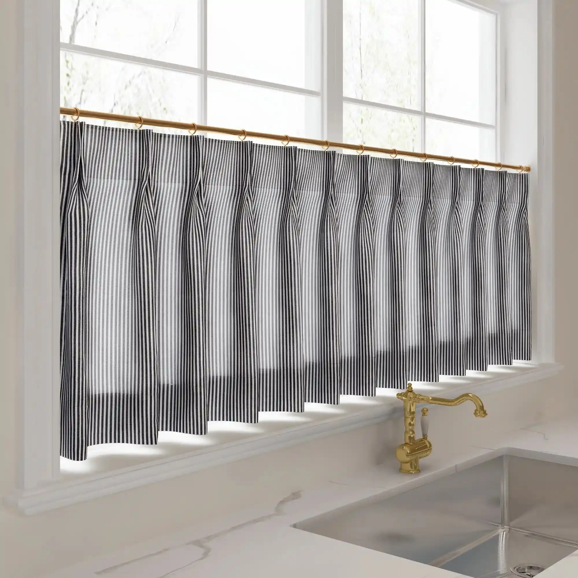 Celia Striped Plaid Cafe Curtain - Image 80