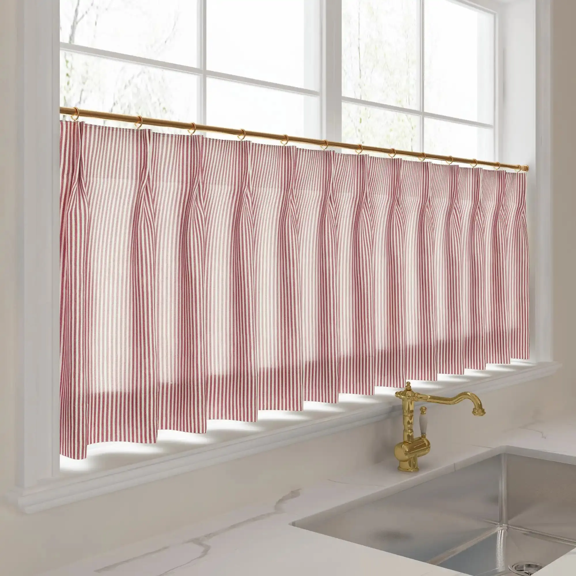 Celia Striped Plaid Cafe Curtain - Image 81