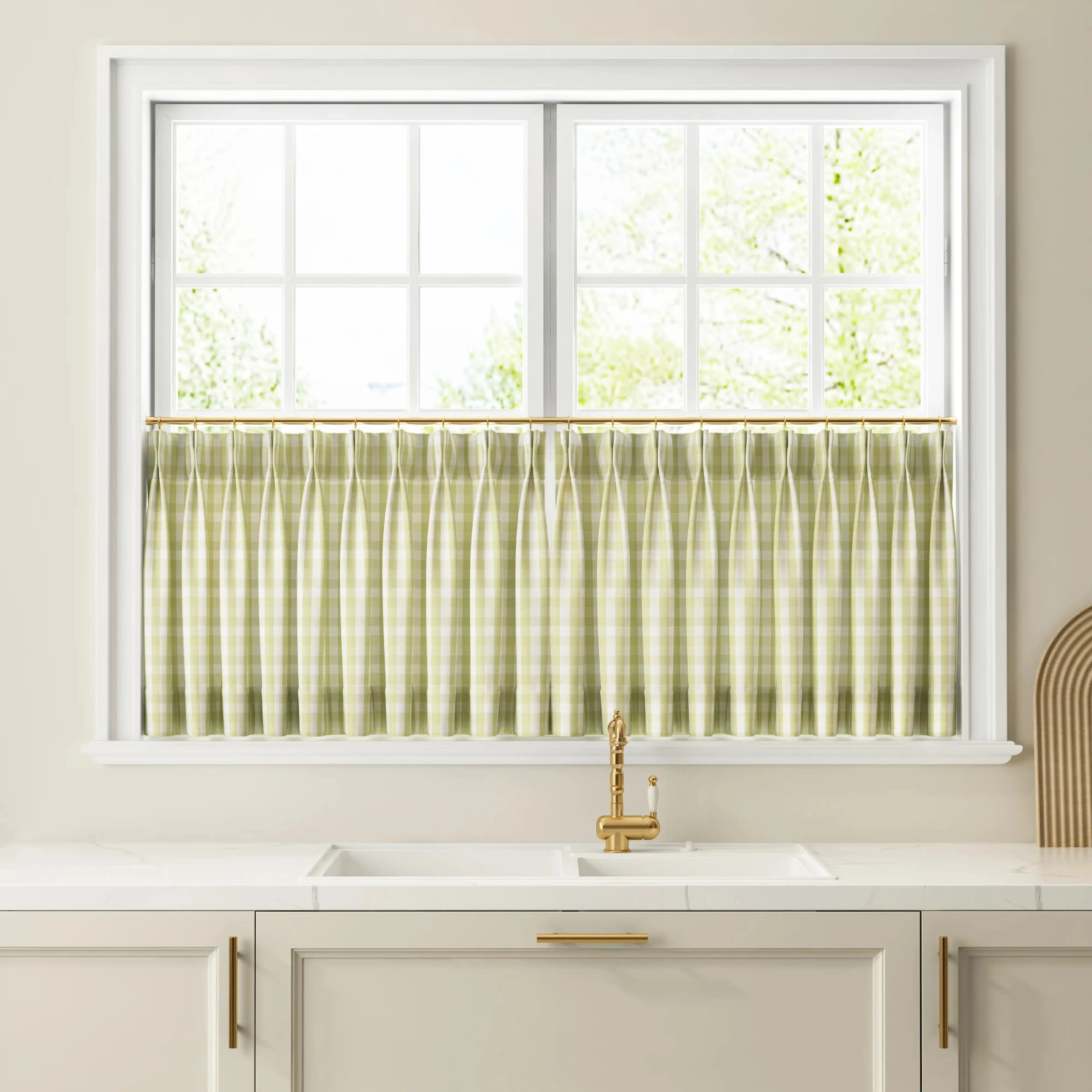 Celia Striped Plaid Cafe Curtain - Image 85