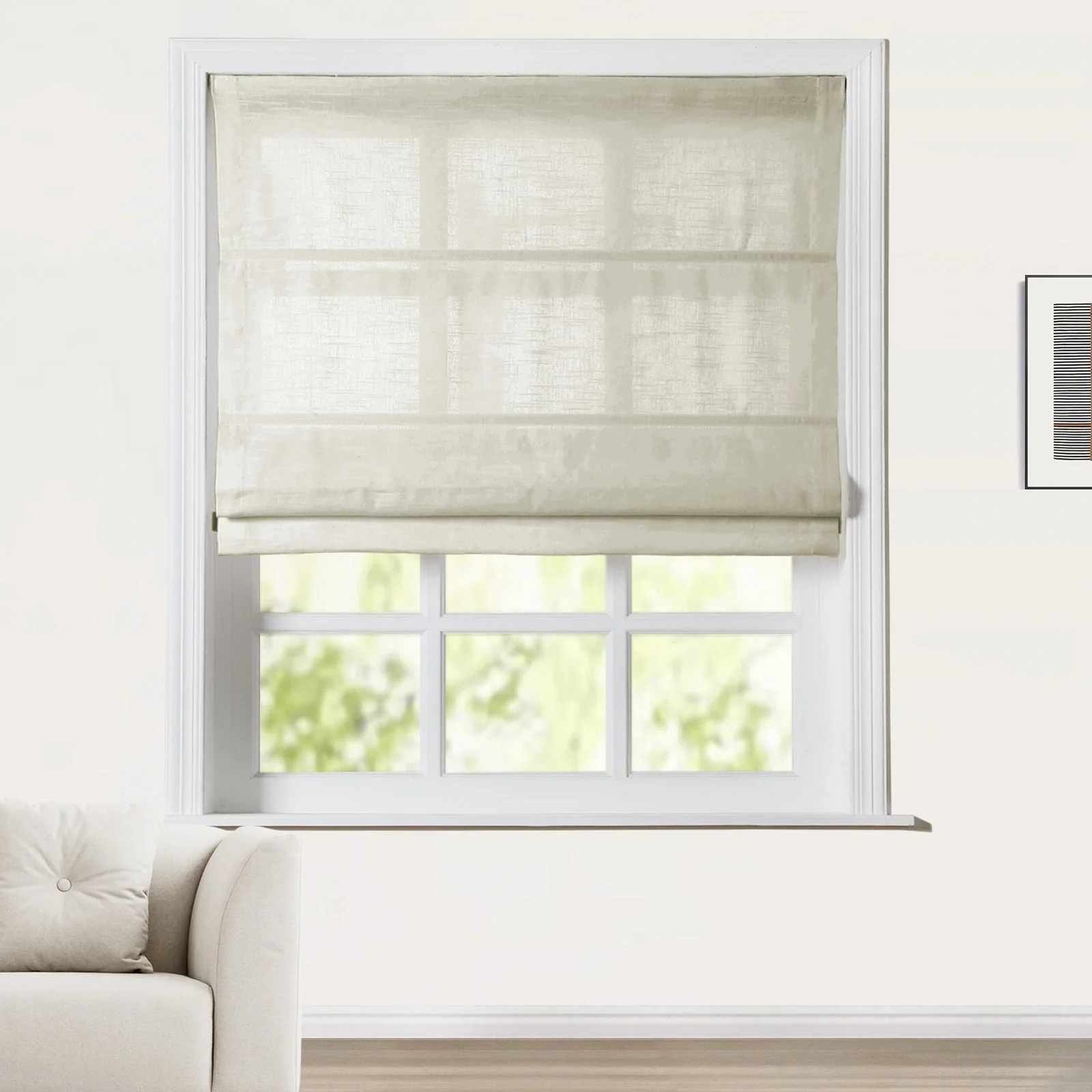 Custom Linen Roman Shade Cordless - Image 24