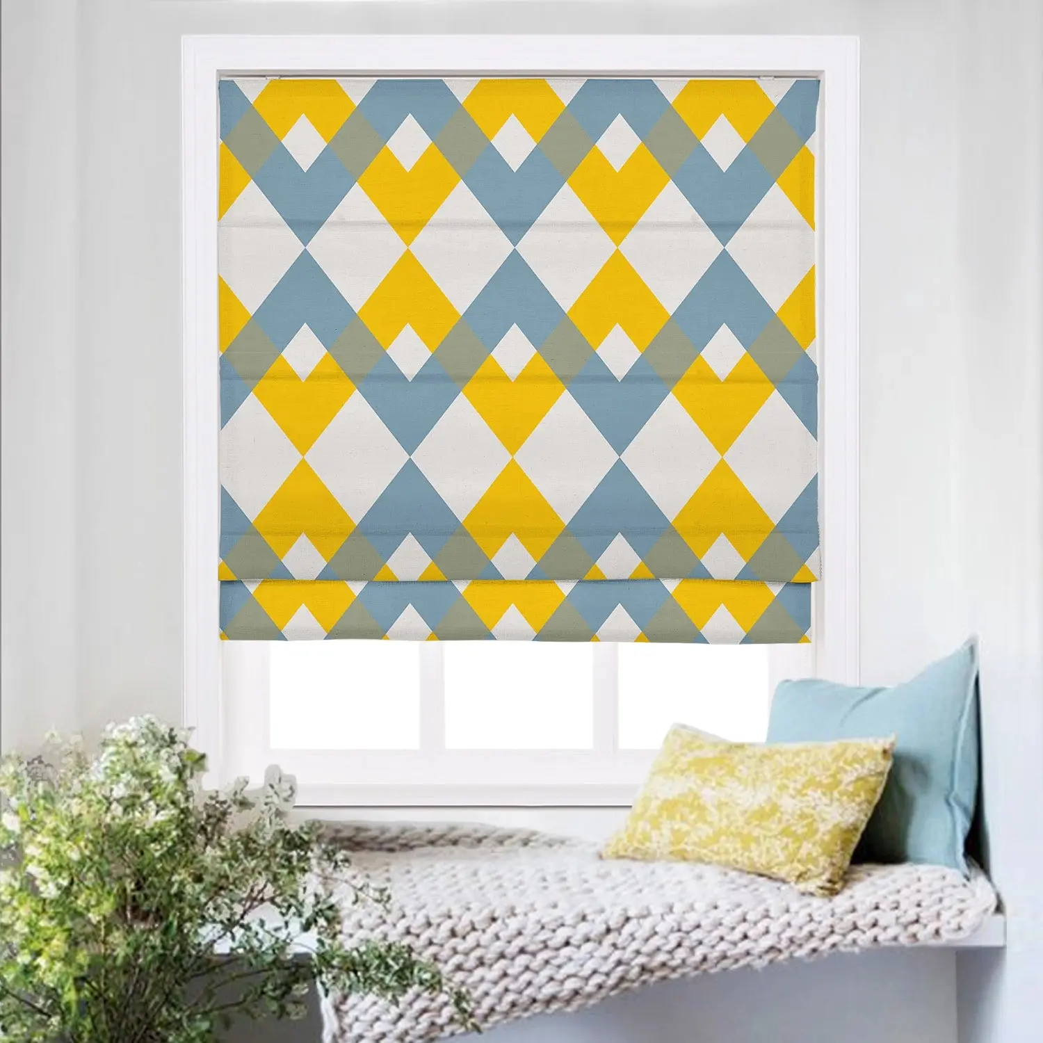 Custom Roman Shade Cordless Linen Printed - Image 4
