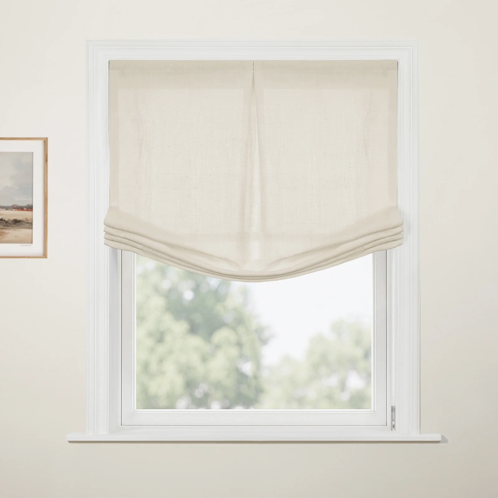 Custom Relaxed Roman Shade with Center Pleat Cord Lift - Image 16