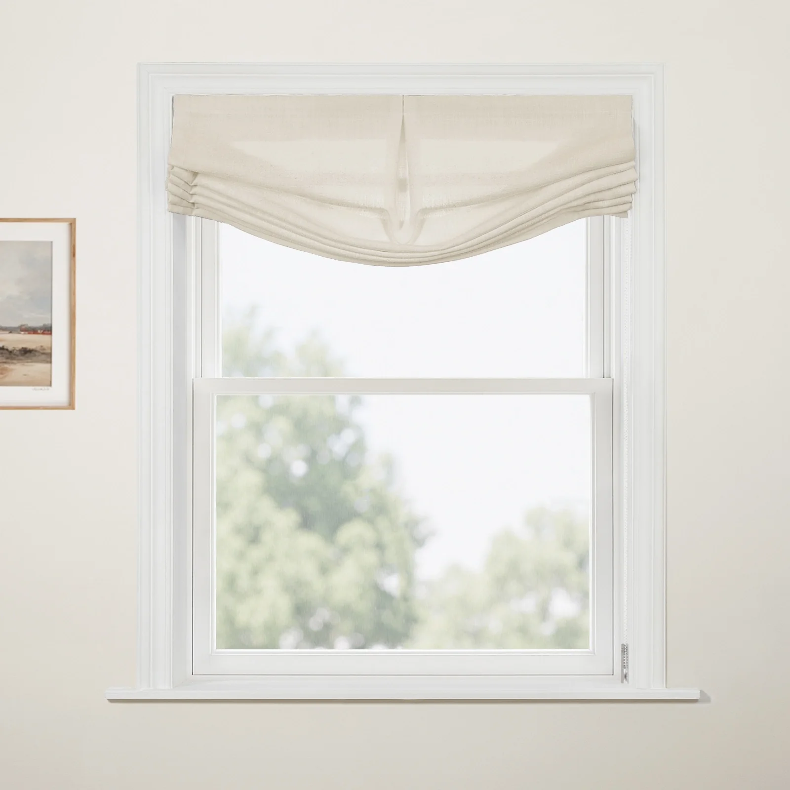 Custom Relaxed Roman Shade with Center Pleat Cord Lift - Image 18