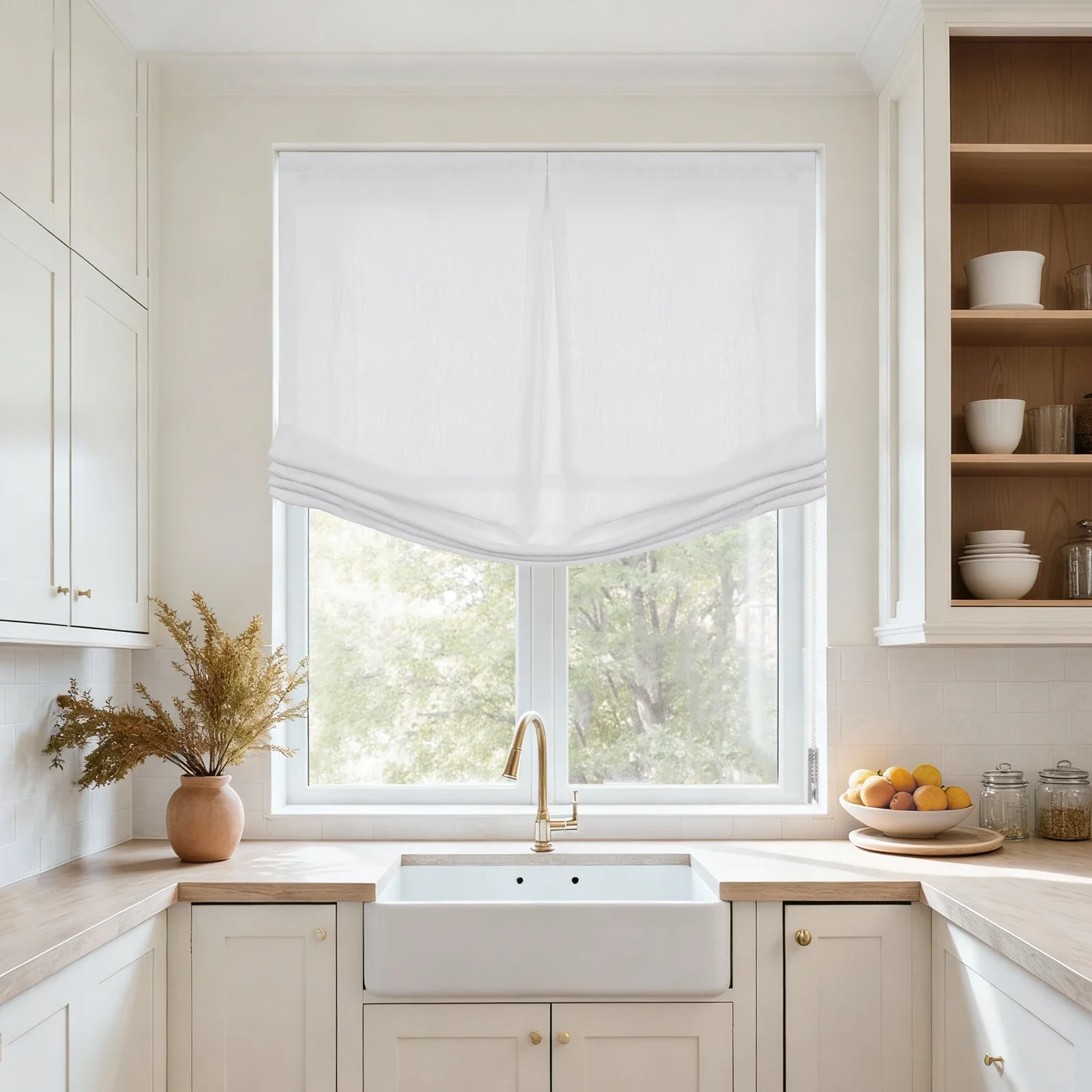 Custom Relaxed Roman Shade with Center Pleat Cord Lift - Image 26