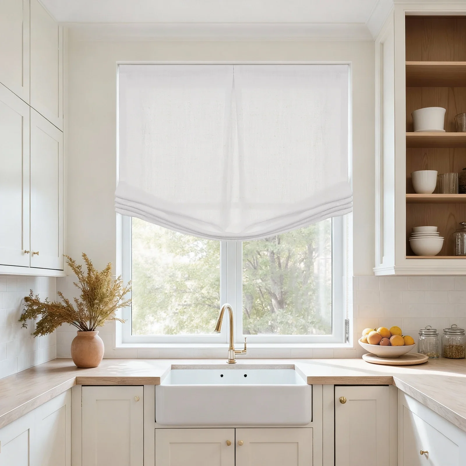 Custom Relaxed Roman Shade with Center Pleat Cord Lift - Image 28