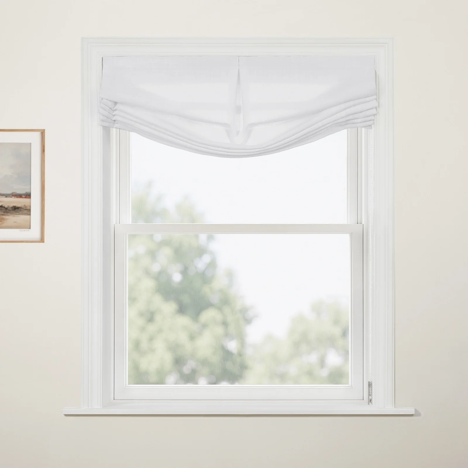 Custom Relaxed Roman Shade with Center Pleat Cord Lift - Image 6