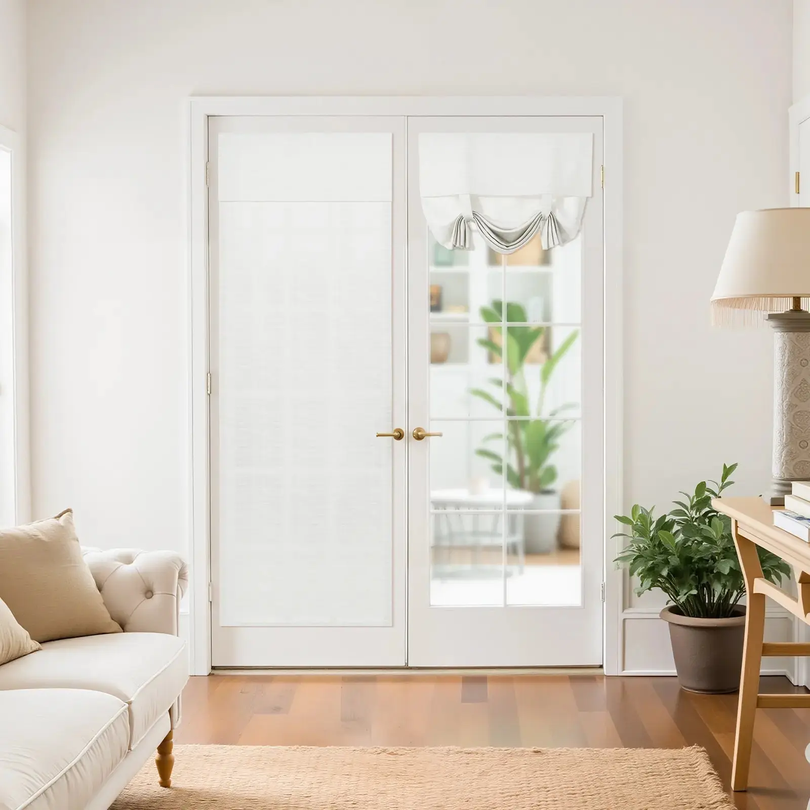 Custom Tie Up Shades for French Door