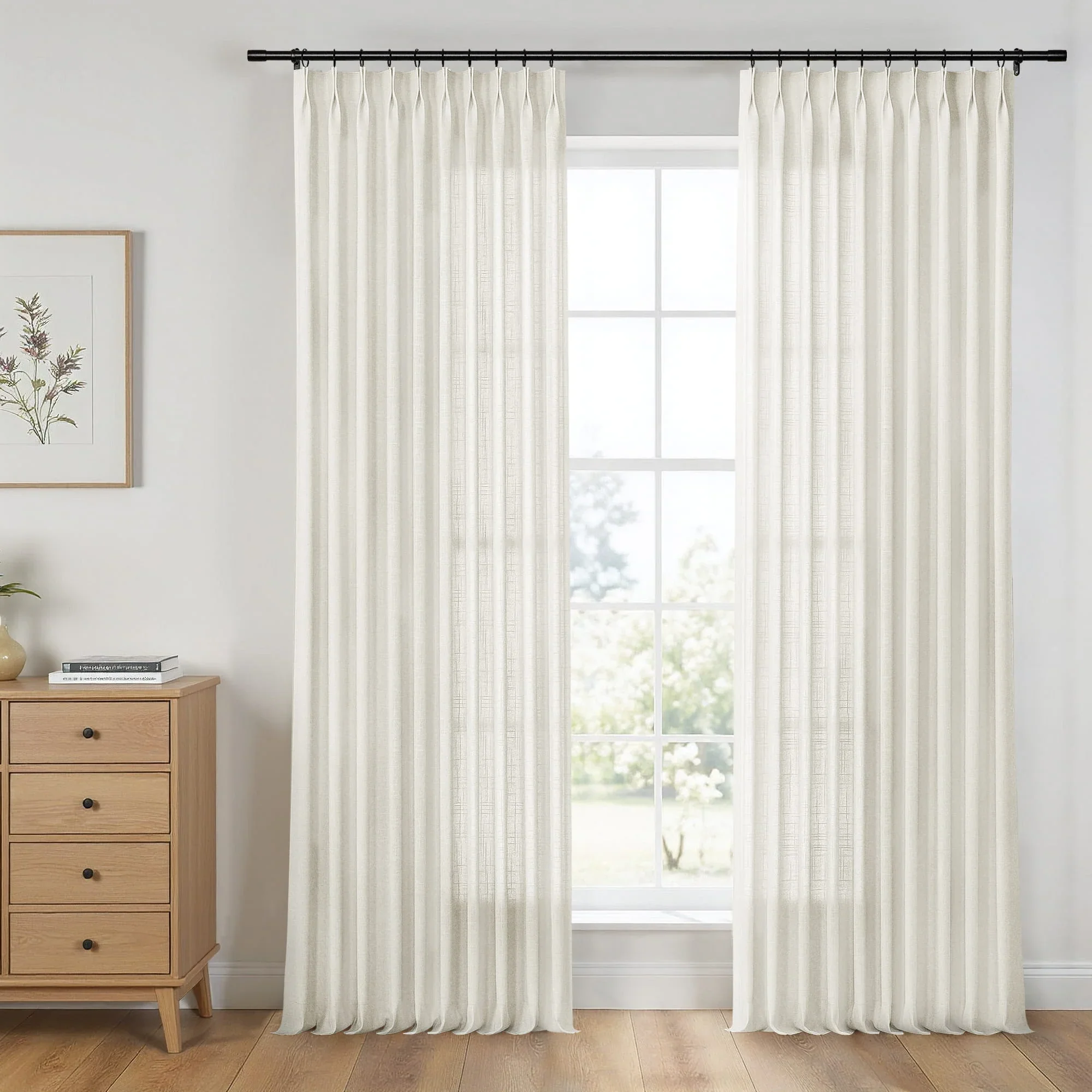 Erin Elegant 100% Linen Curtain Pleated