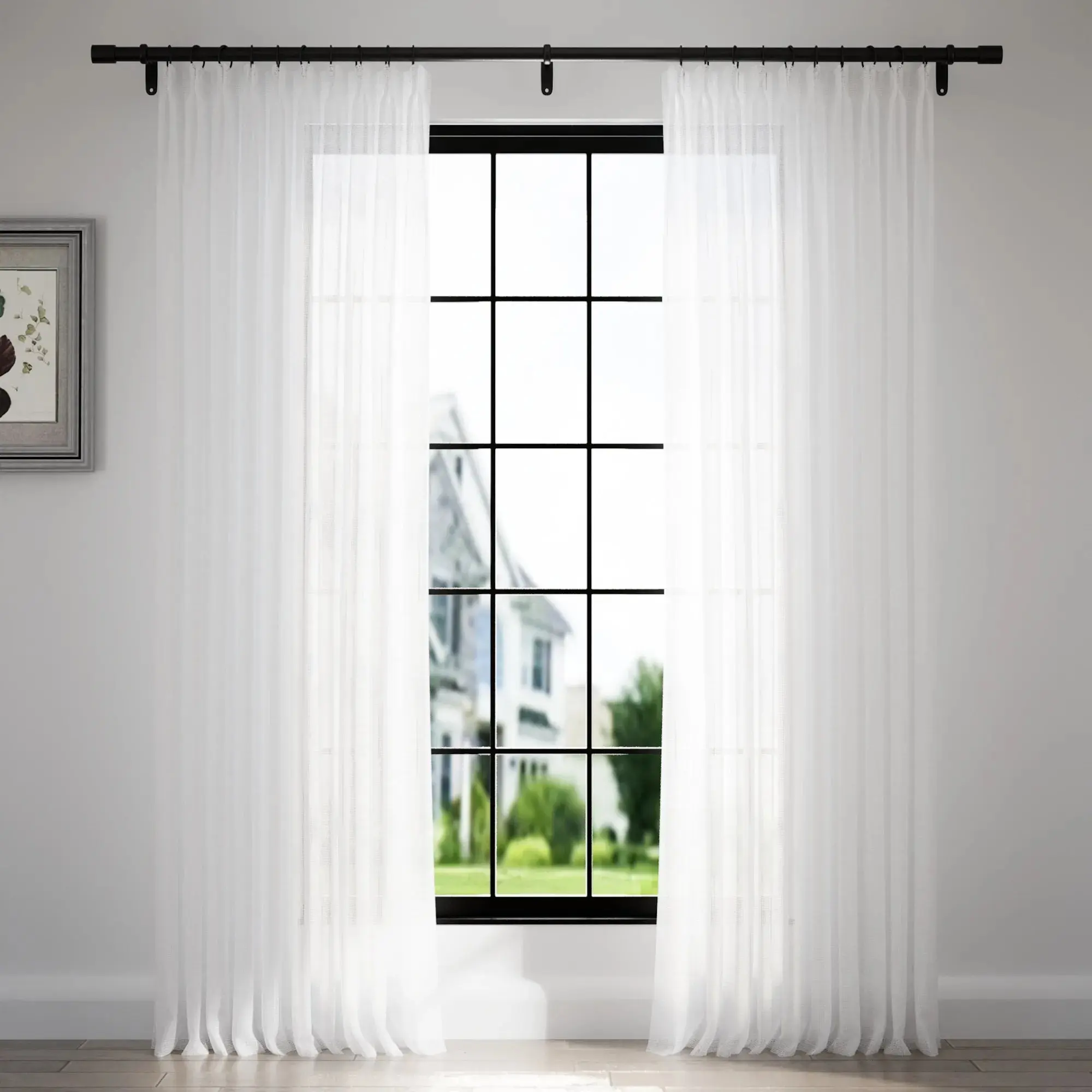 Florida Embossed White Semi Sheer Curtain Pleated - Image 24