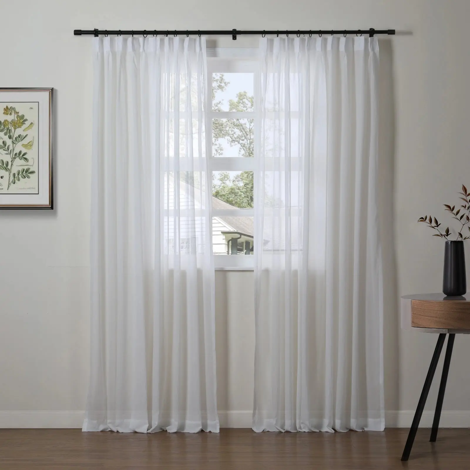 Florida Embossed White Semi Sheer Curtain Pleated - Image 35