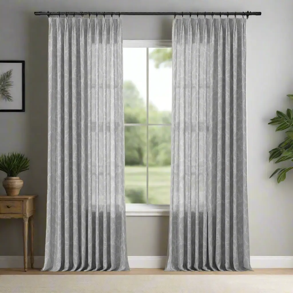Freya Linen Semi Sheer Jacquard Curtains Pleated - Image 10