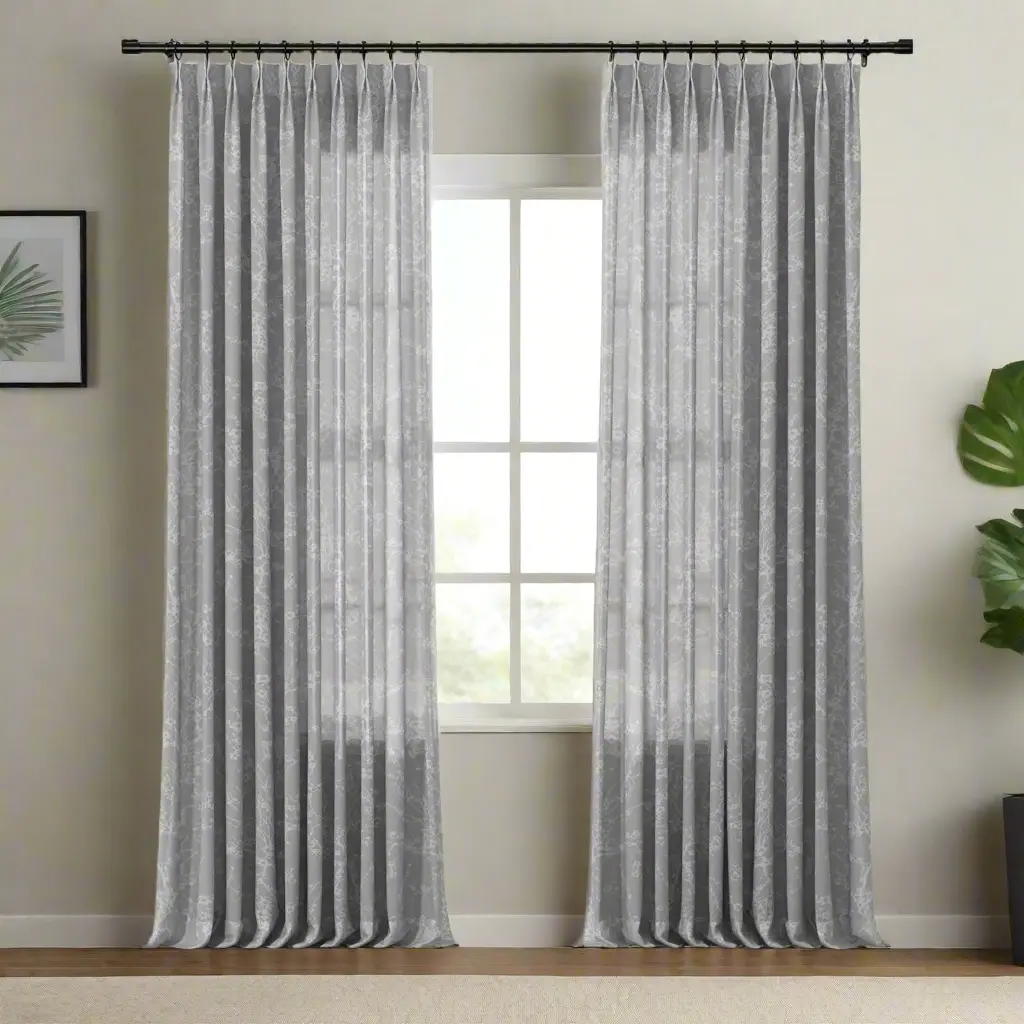Freya Linen Semi Sheer Jacquard Curtains Pleated - Image 18