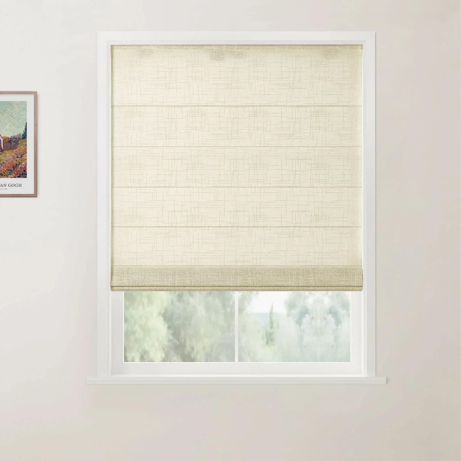 Ian Linen Back Slat Roman Shades Cordless - Image 11