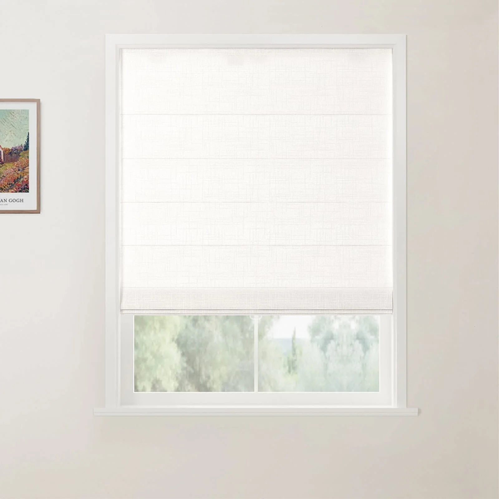 Ian Linen Back Slat Roman Shades Cordless - Image 12
