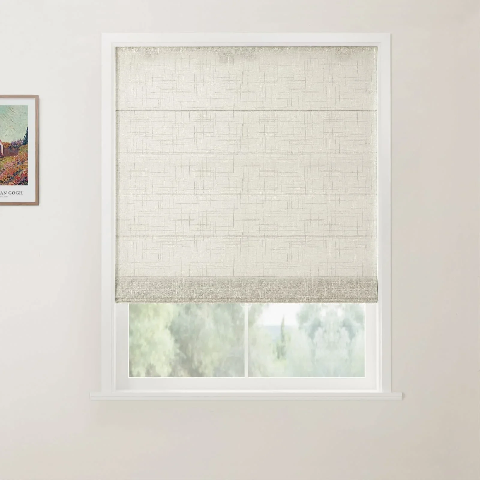 Ian Linen Back Slat Roman Shades Cordless - Image 14