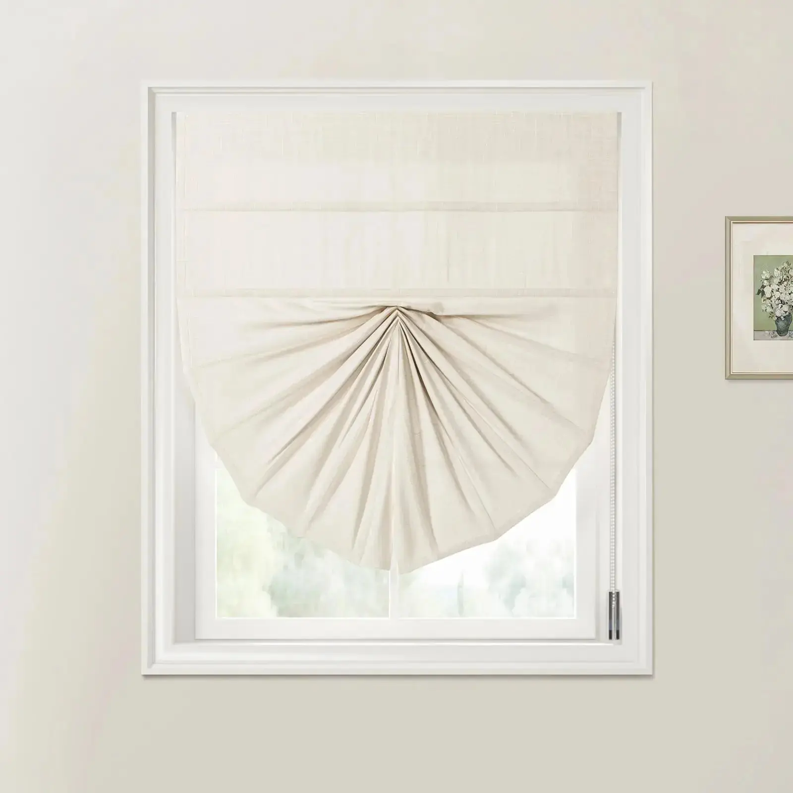 Ian Linen Fan Roman Shades Cord Lift