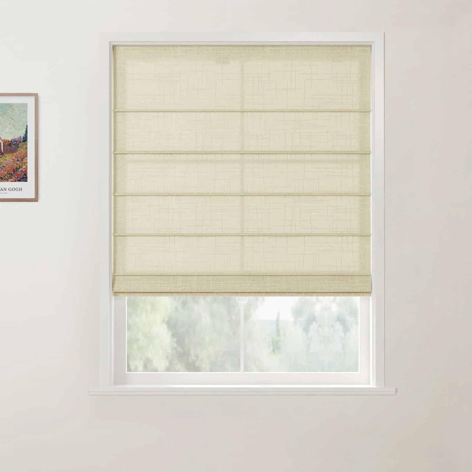 Ian Linen Front Slat Roman Shade Cordless - Image 11