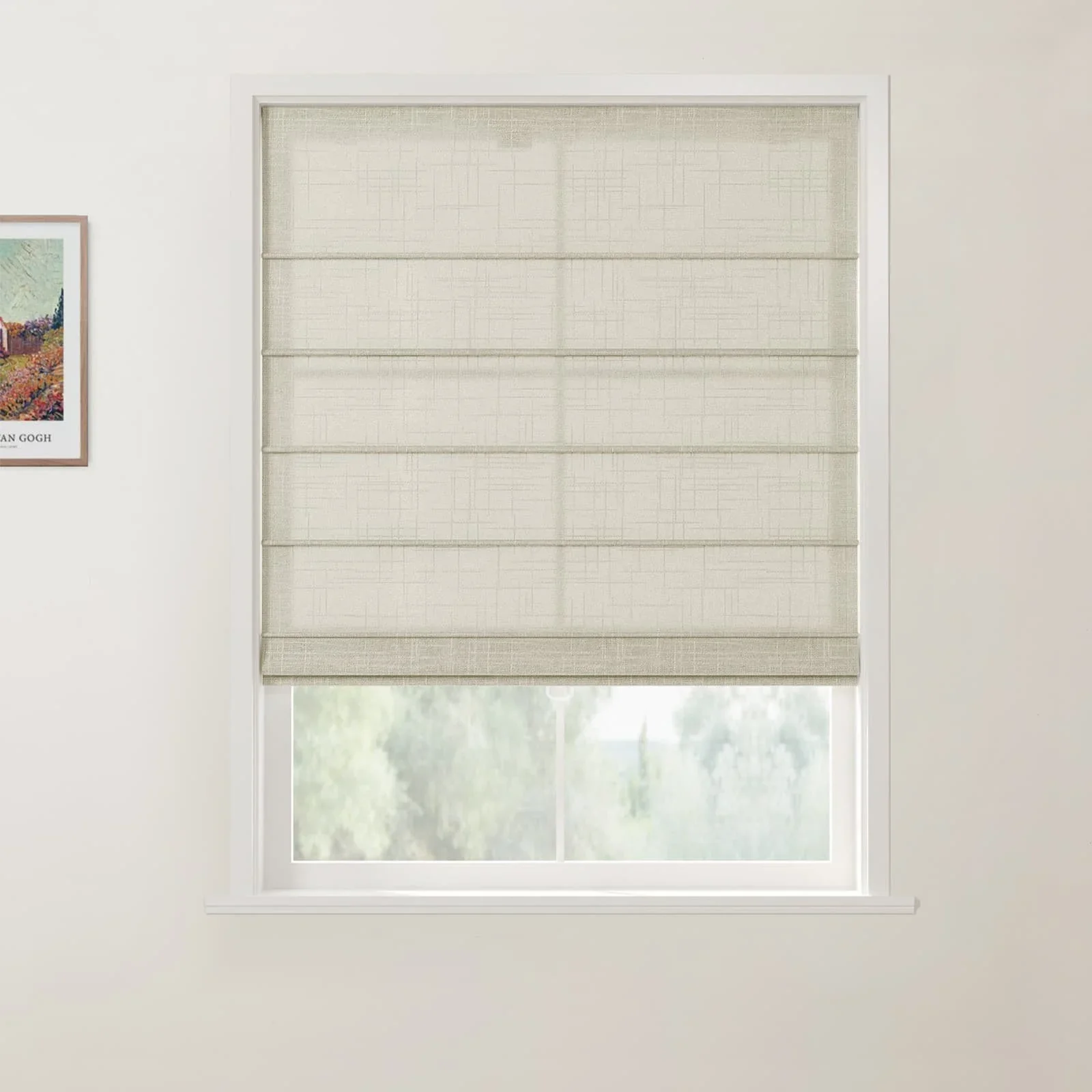 Ian Linen Front Slat Roman Shade Cordless - Image 14