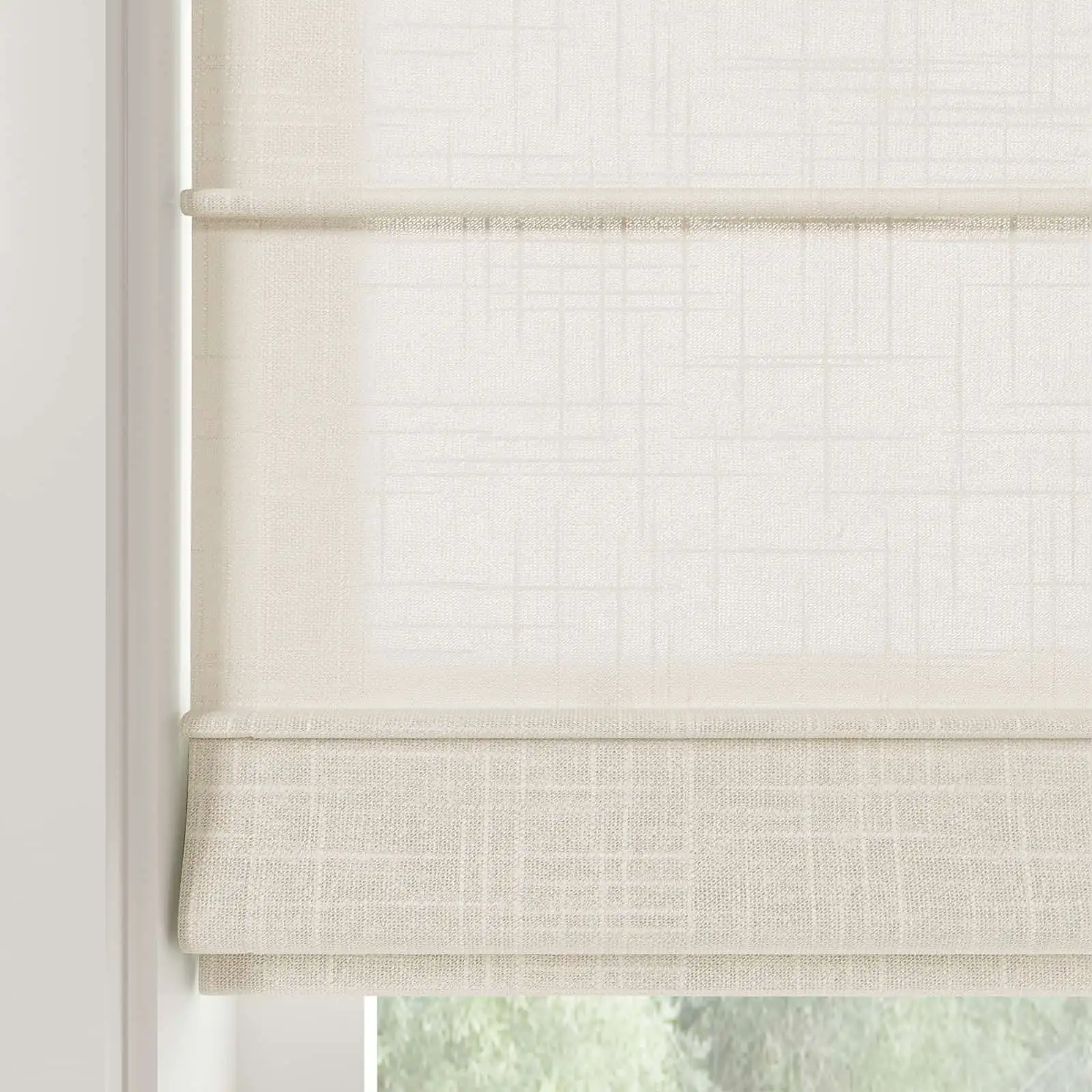 Ian Linen Front Slat Roman Shade Cordless - Image 2
