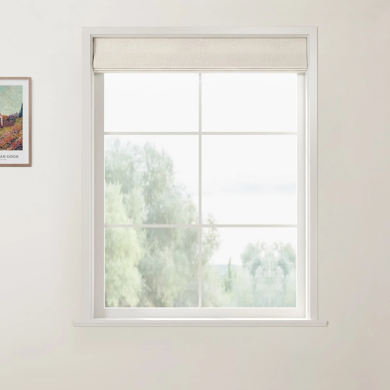 Ian Linen Front Slat Roman Shade Cordless - Image 3