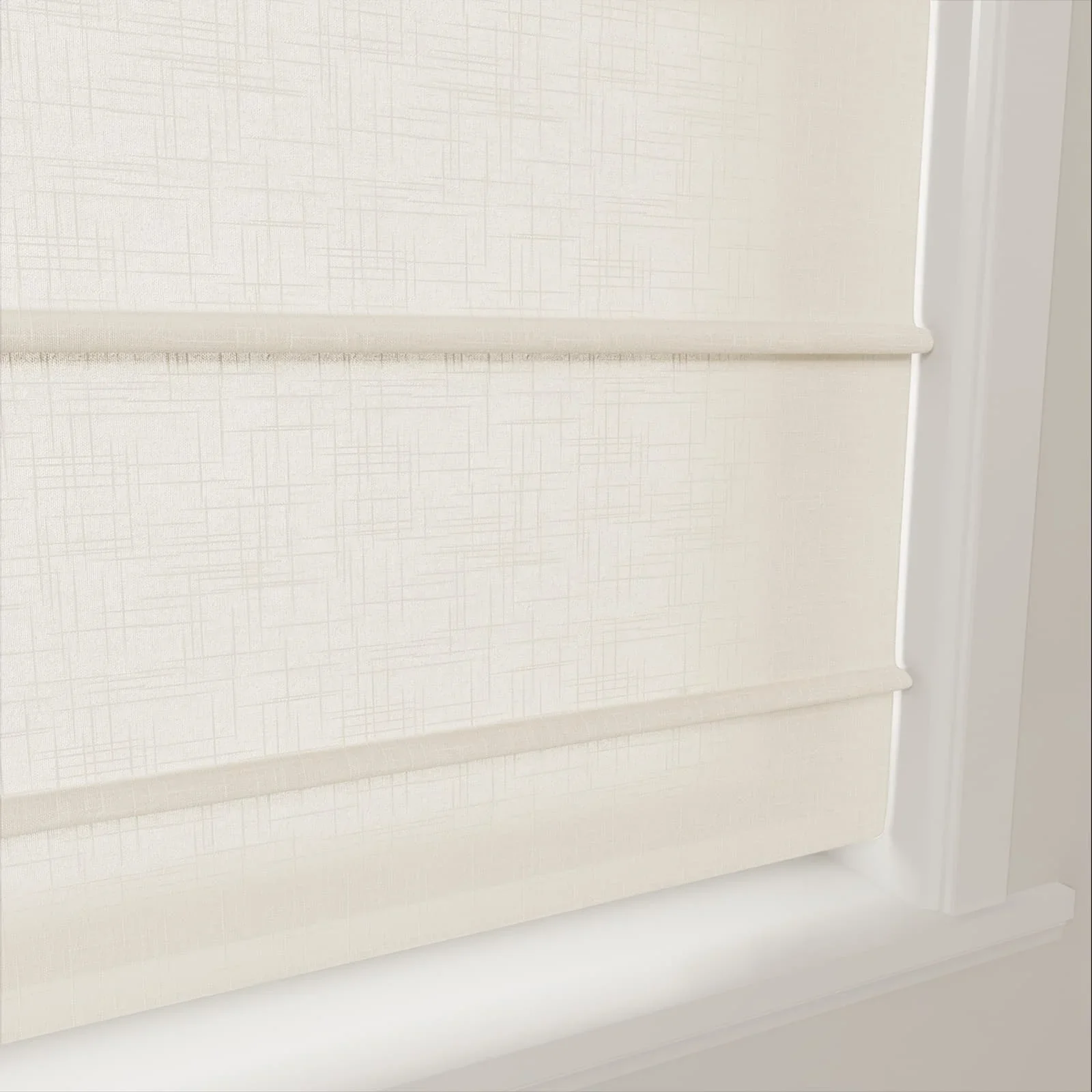 Ian Linen Front Slat Roman Shade Cordless - Image 4