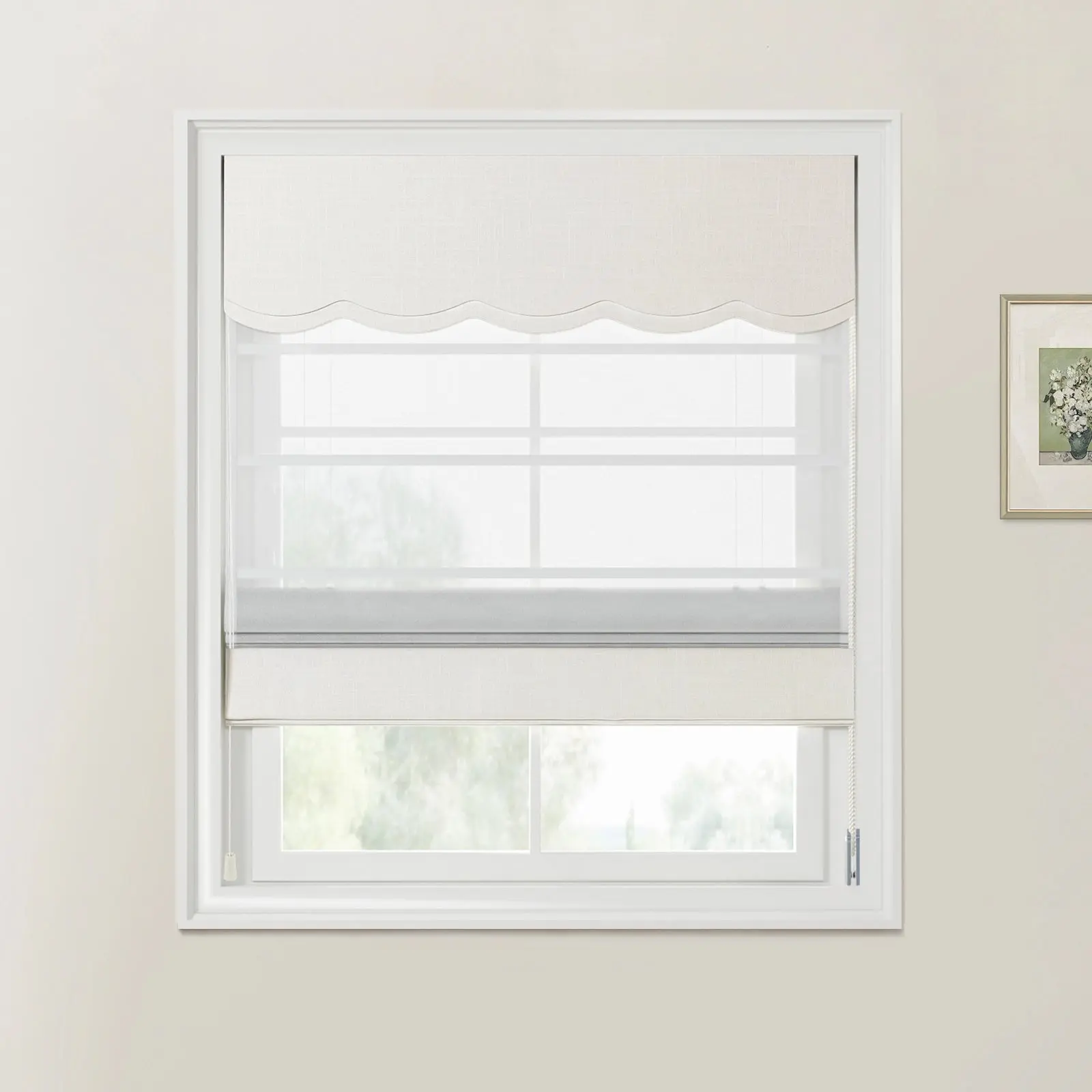 Ian Linen Valanced Day Night Roman Shade Cord Lift