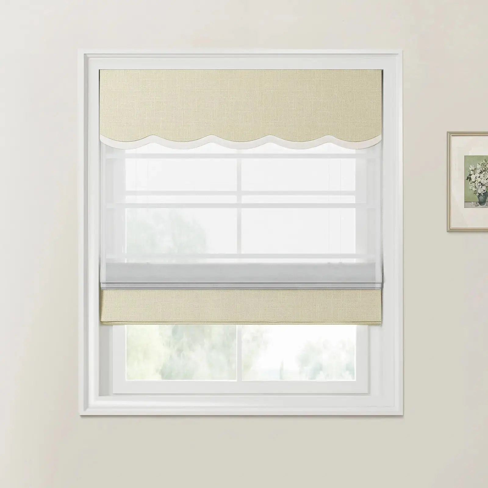 Ian Linen Valanced Day Night Roman Shade Cord Lift - Image 12