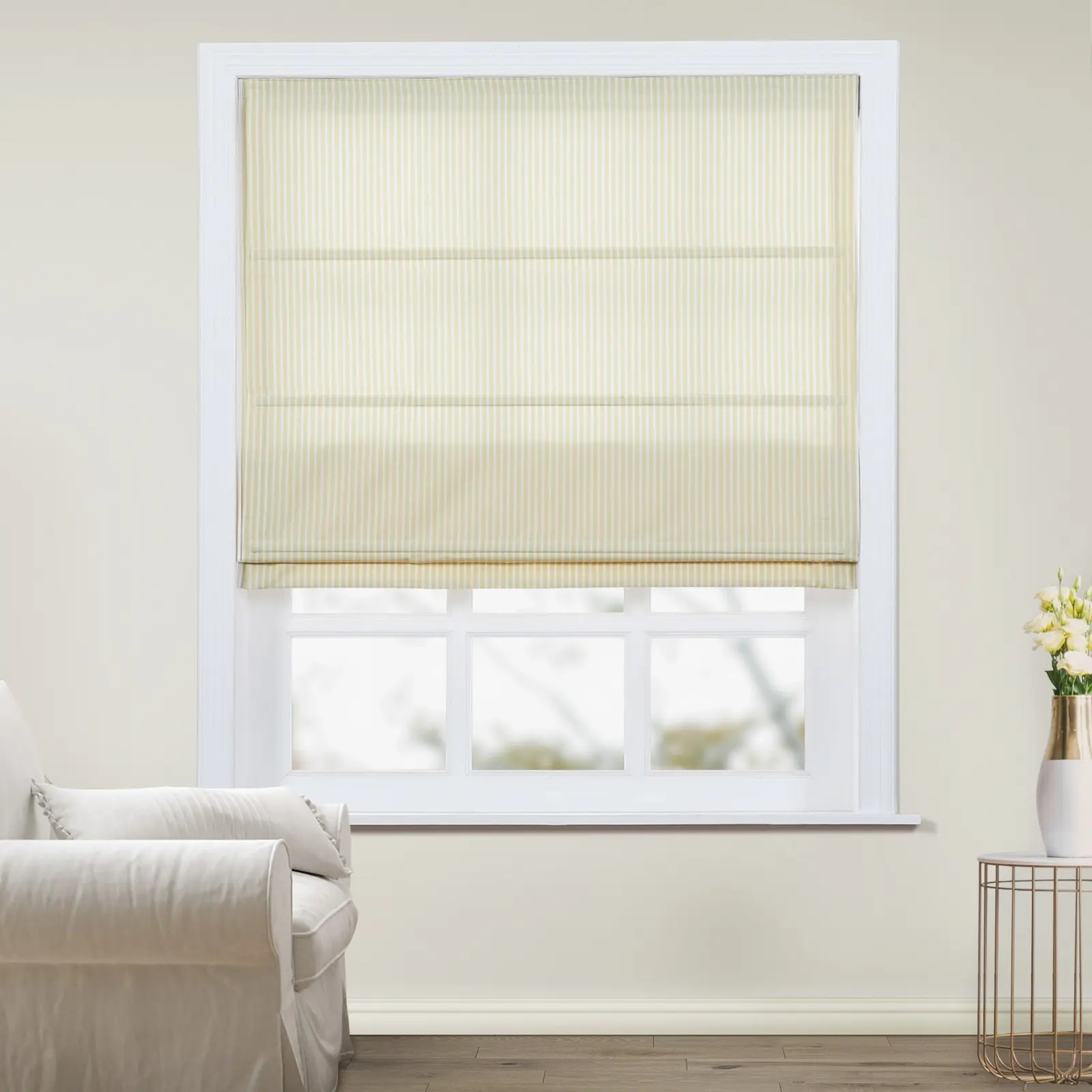 Jana Cordless Roman Shades 100% Cotton Striped Plus Size - Image 2