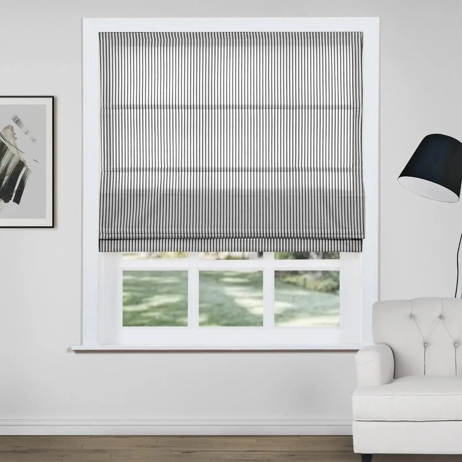 Jana Cordless Roman Shades 100% Cotton Striped - Image 4