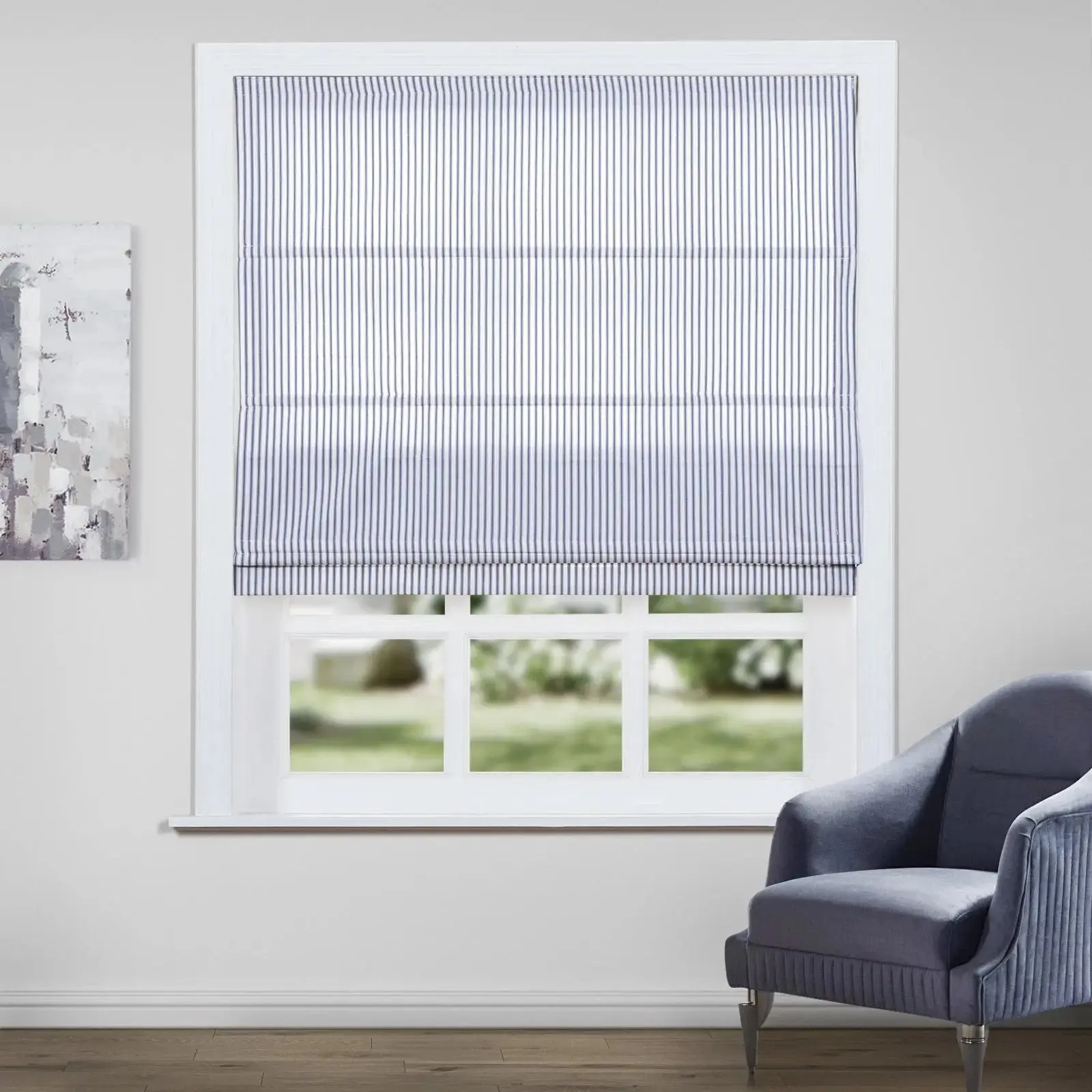 Jana Cordless Roman Shades 100% Cotton Striped - Image 3