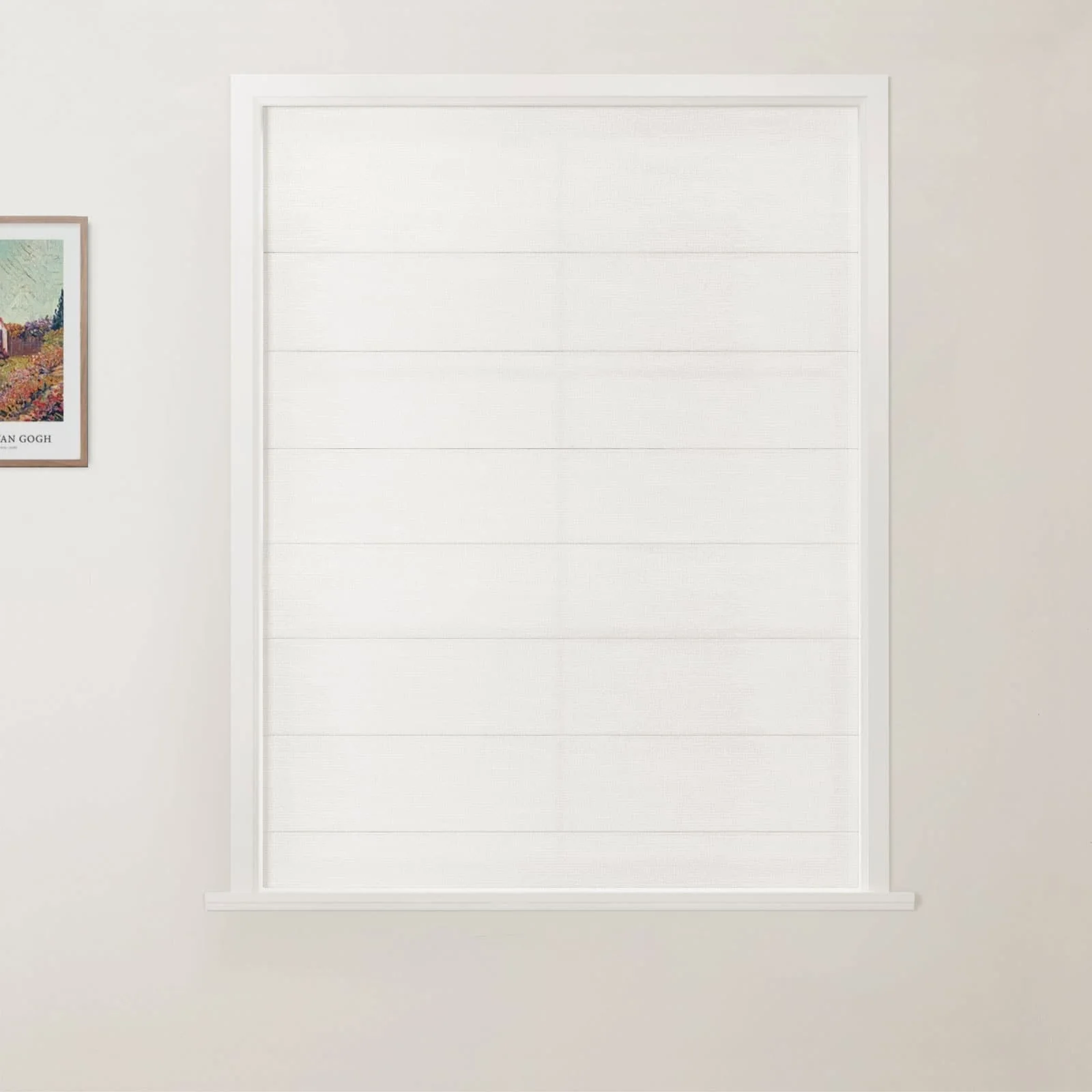 TWOPAGES Jawara Linen Cotton Back Slat Roman Shades Cordless