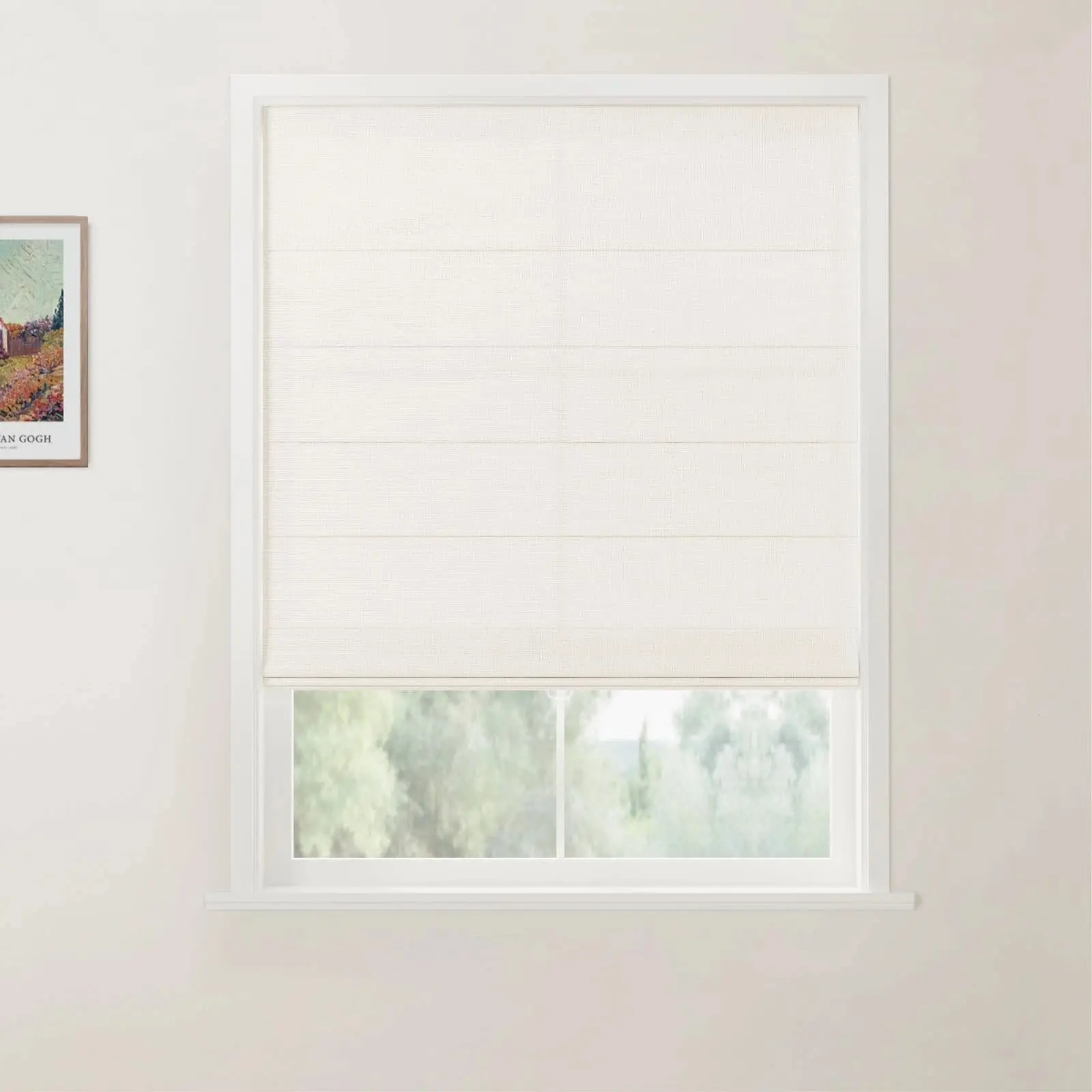 TWOPAGES Jawara Linen Cotton Back Slat Roman Shades Cordless - Image 15