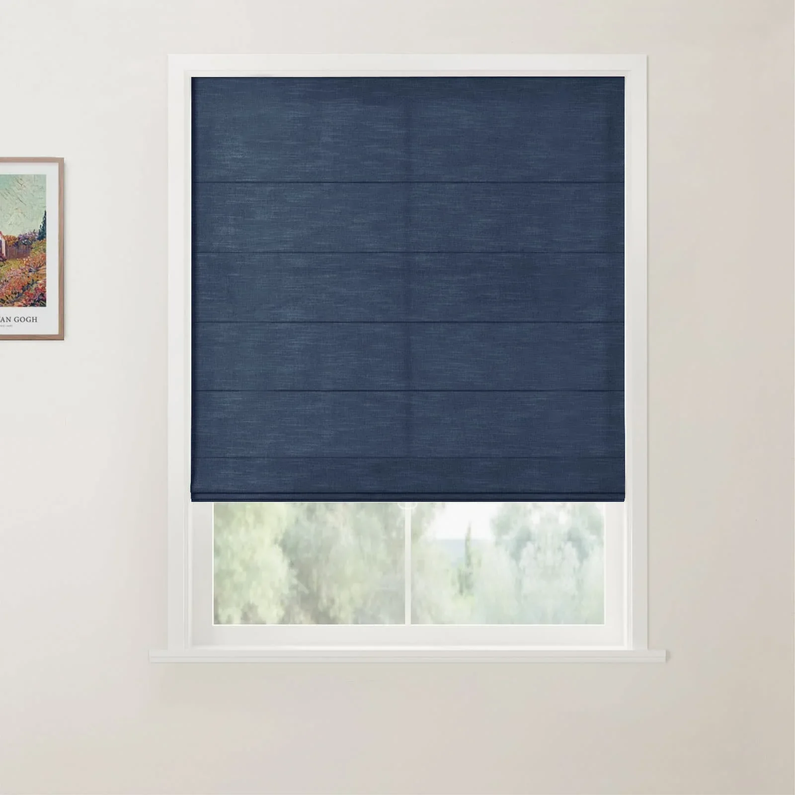TWOPAGES Jawara Linen Cotton Back Slat Roman Shades Cordless - Image 18
