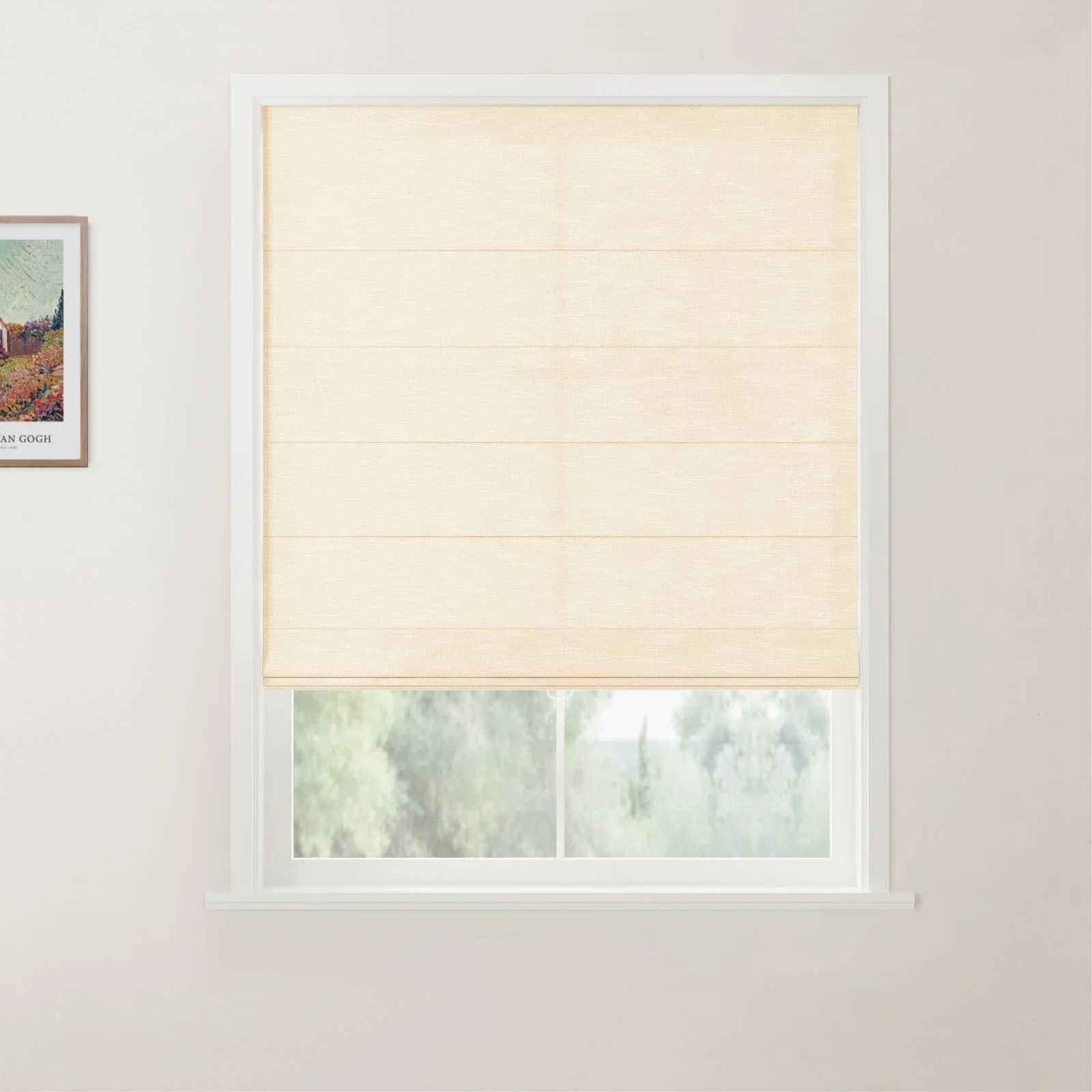 TWOPAGES Jawara Linen Cotton Back Slat Roman Shades Cordless - Image 19