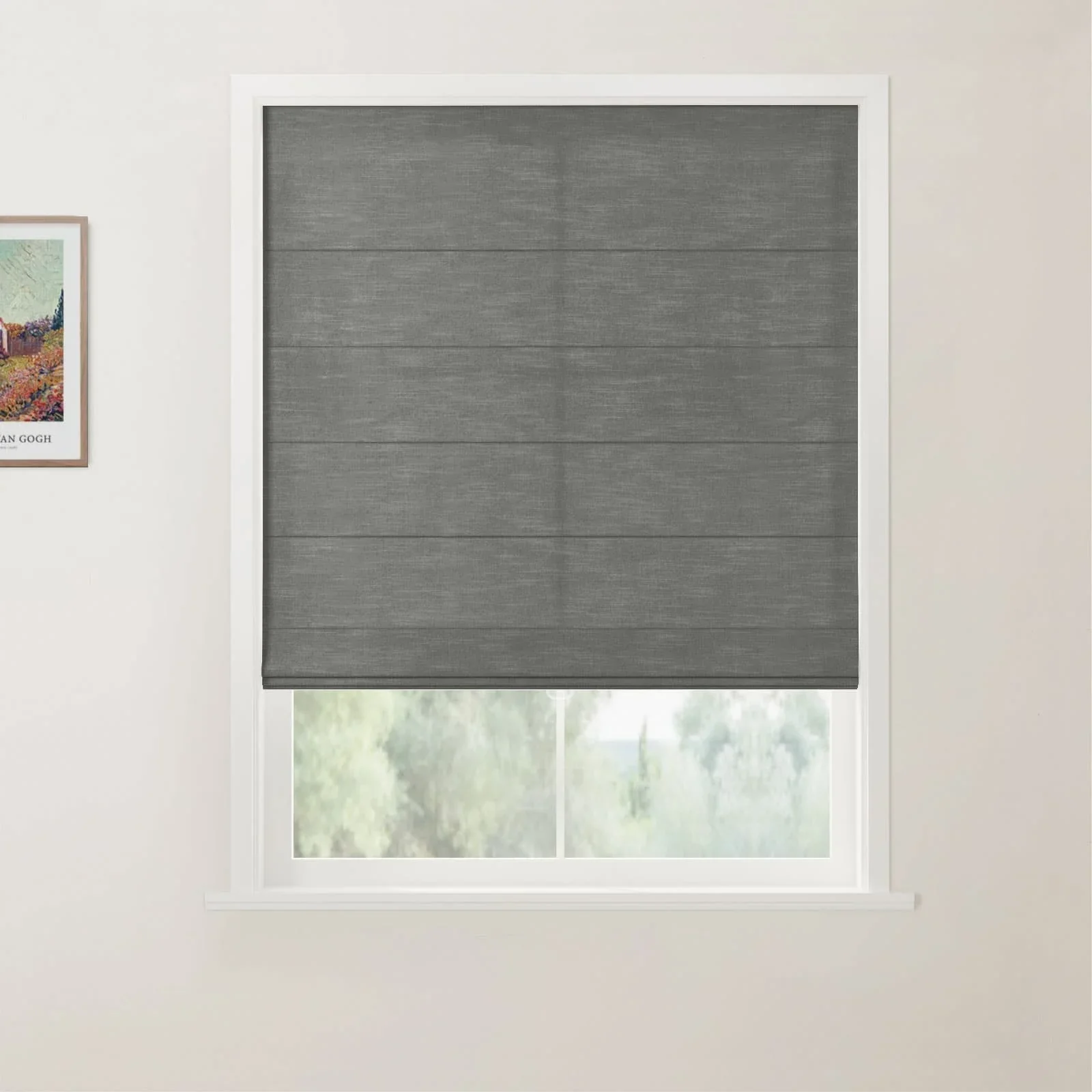 TWOPAGES Jawara Linen Cotton Back Slat Roman Shades Cordless - Image 21