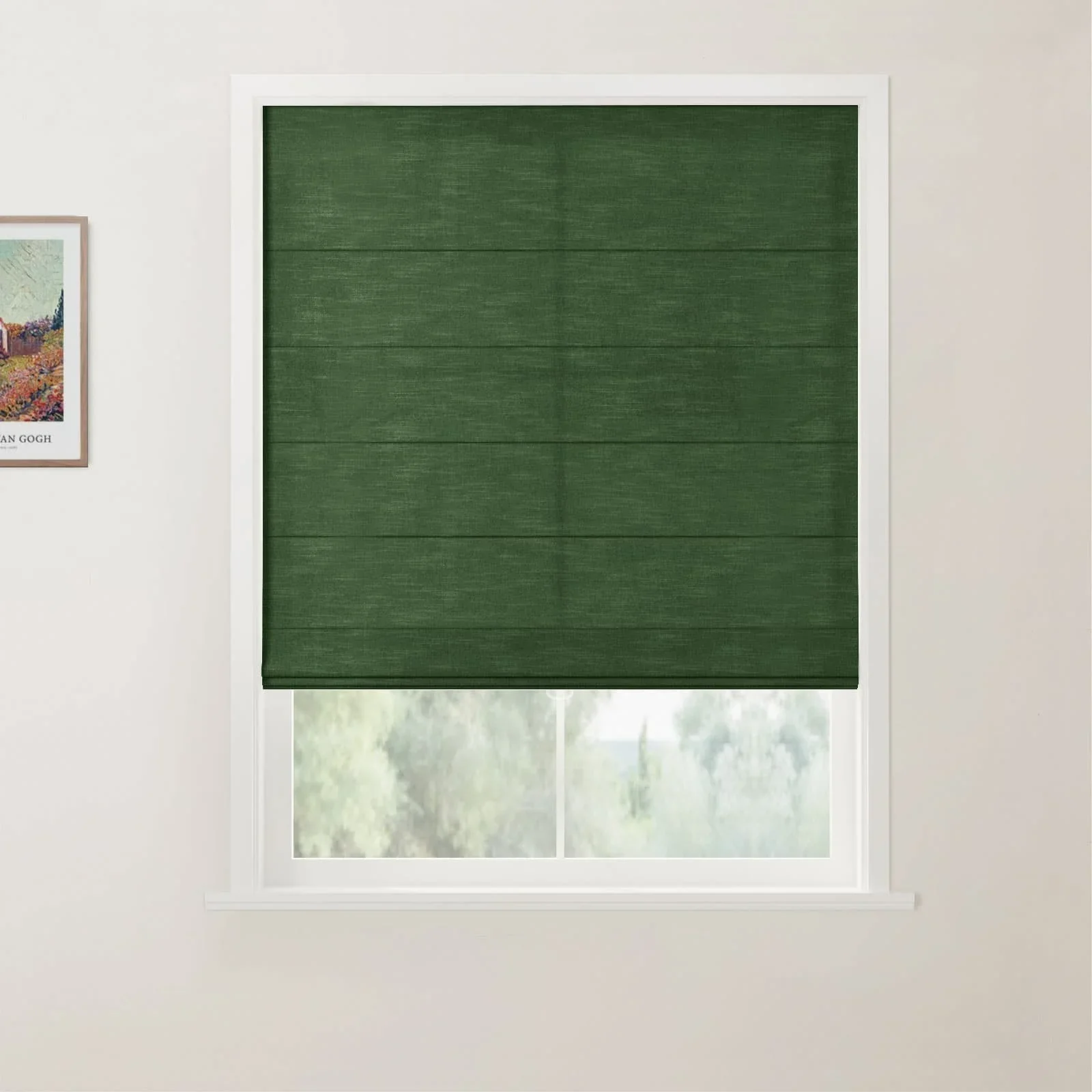TWOPAGES Jawara Linen Cotton Back Slat Roman Shades Cordless - Image 24