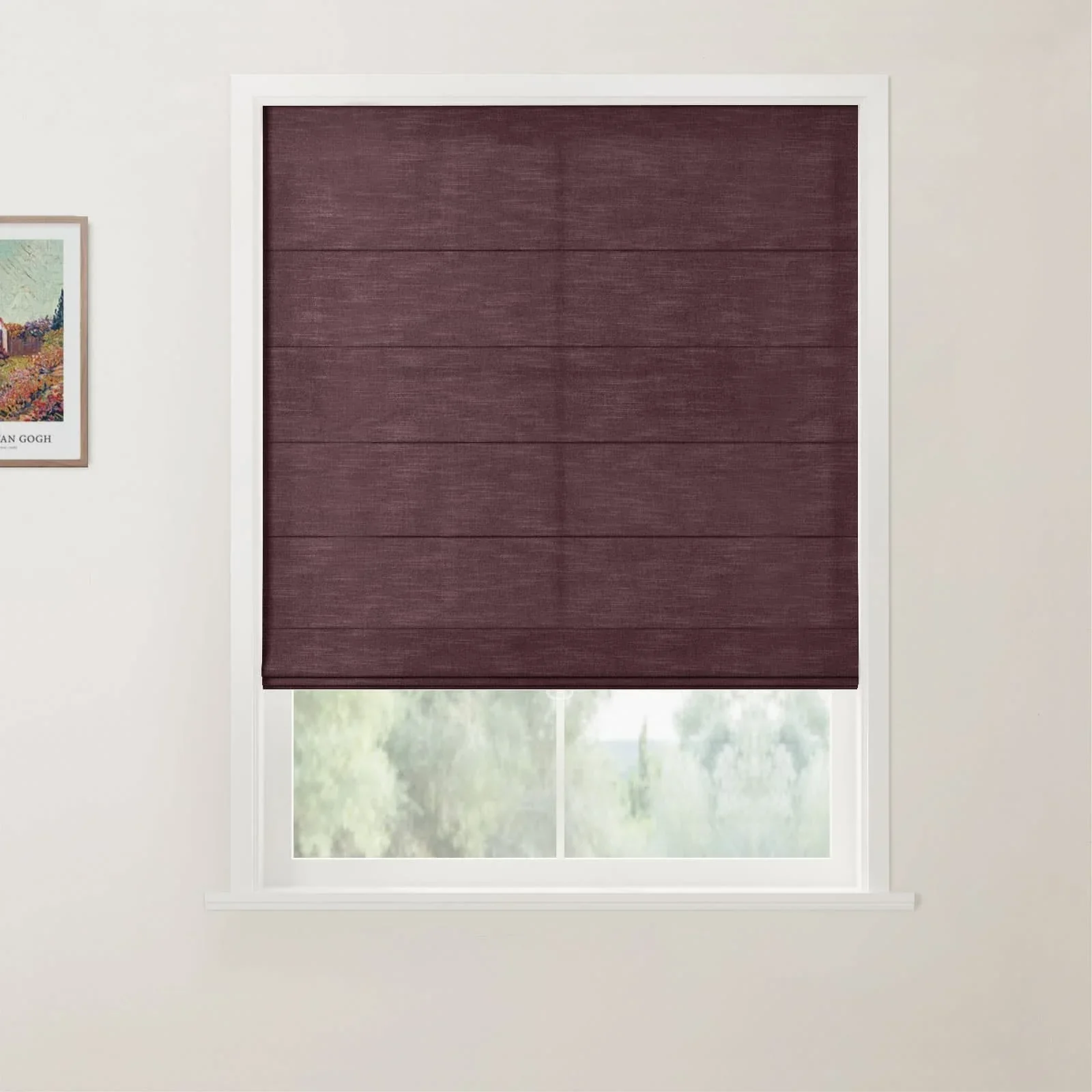 TWOPAGES Jawara Linen Cotton Back Slat Roman Shades Cordless - Image 26